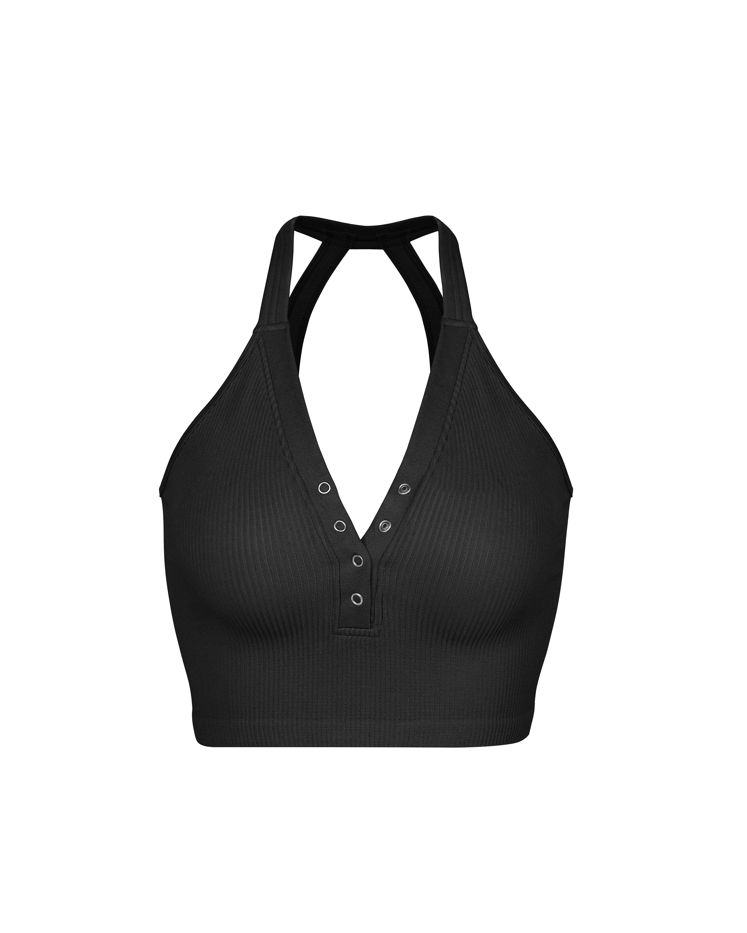 2-Pack Seamless Henley Crop Tops - ododos