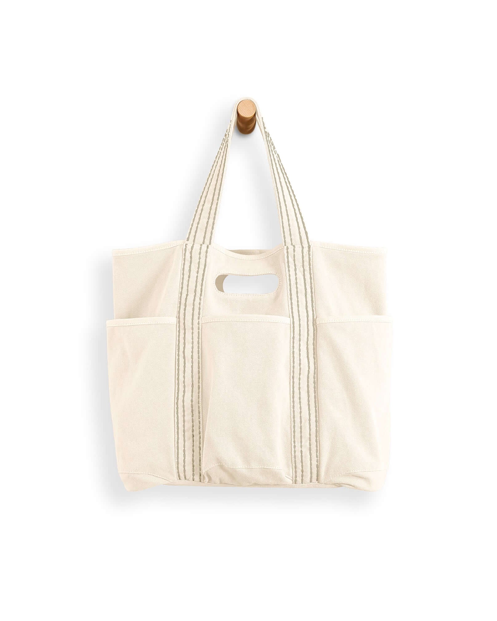 29L Oversized Canvas Tote Large Capacity Open Top Shoulder Bag Ivory - ododos