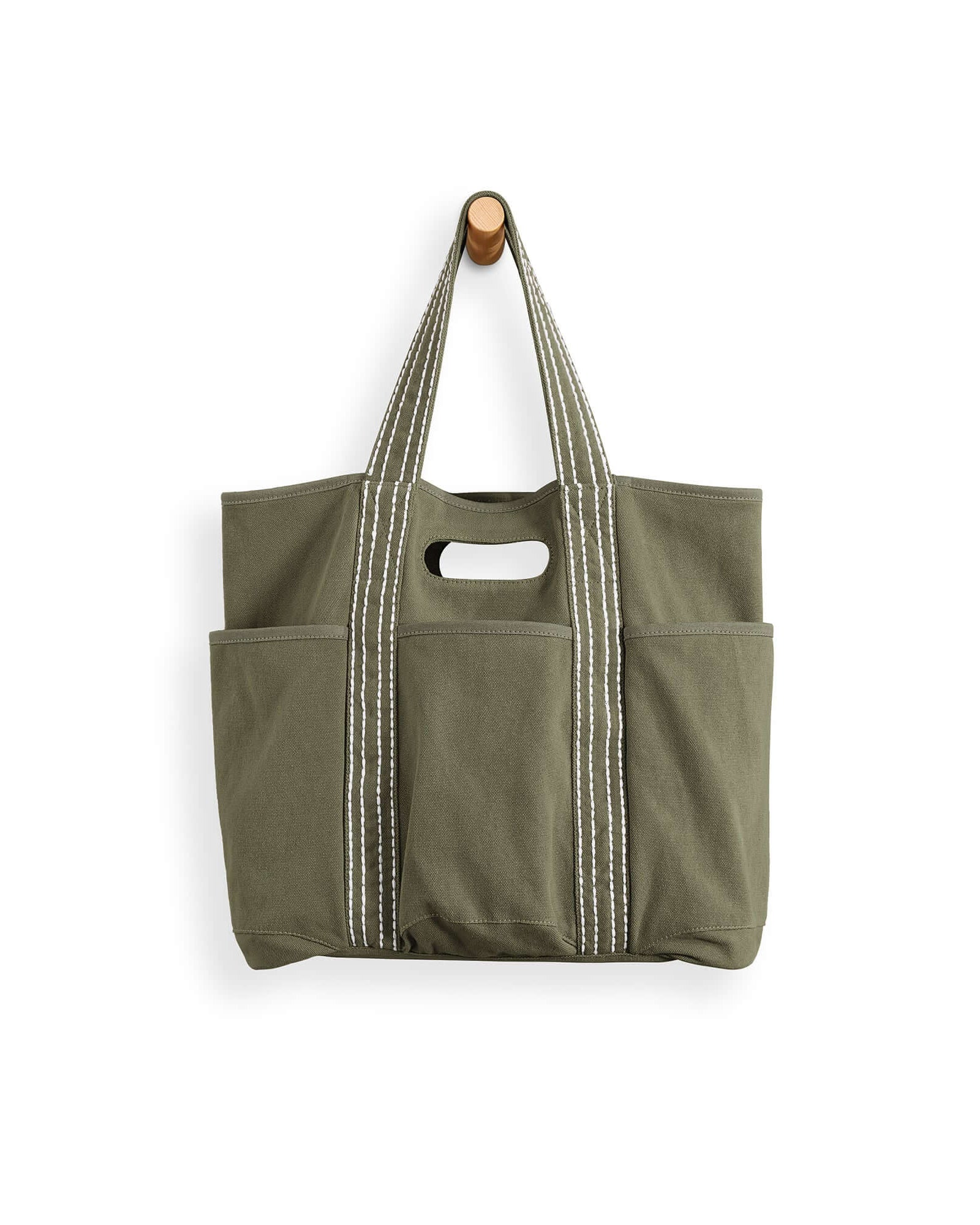 29L Oversized Canvas Tote Large Capacity Open Top Shoulder Bag Olive Green - ododos