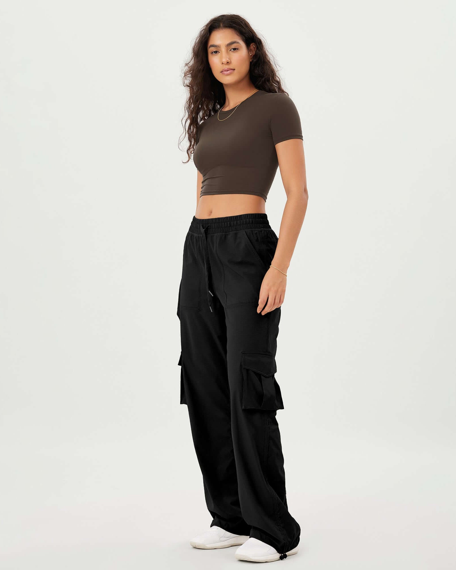Stretch Woven Relaxed Cargo Cinchable Hems Casual Sweatpants with Pockets - ododos