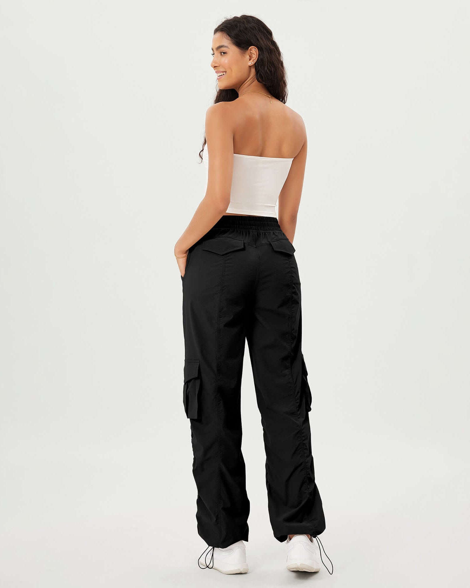 Stretch Woven Relaxed Cargo Cinchable Hems Casual Sweatpants with Pockets - ododos