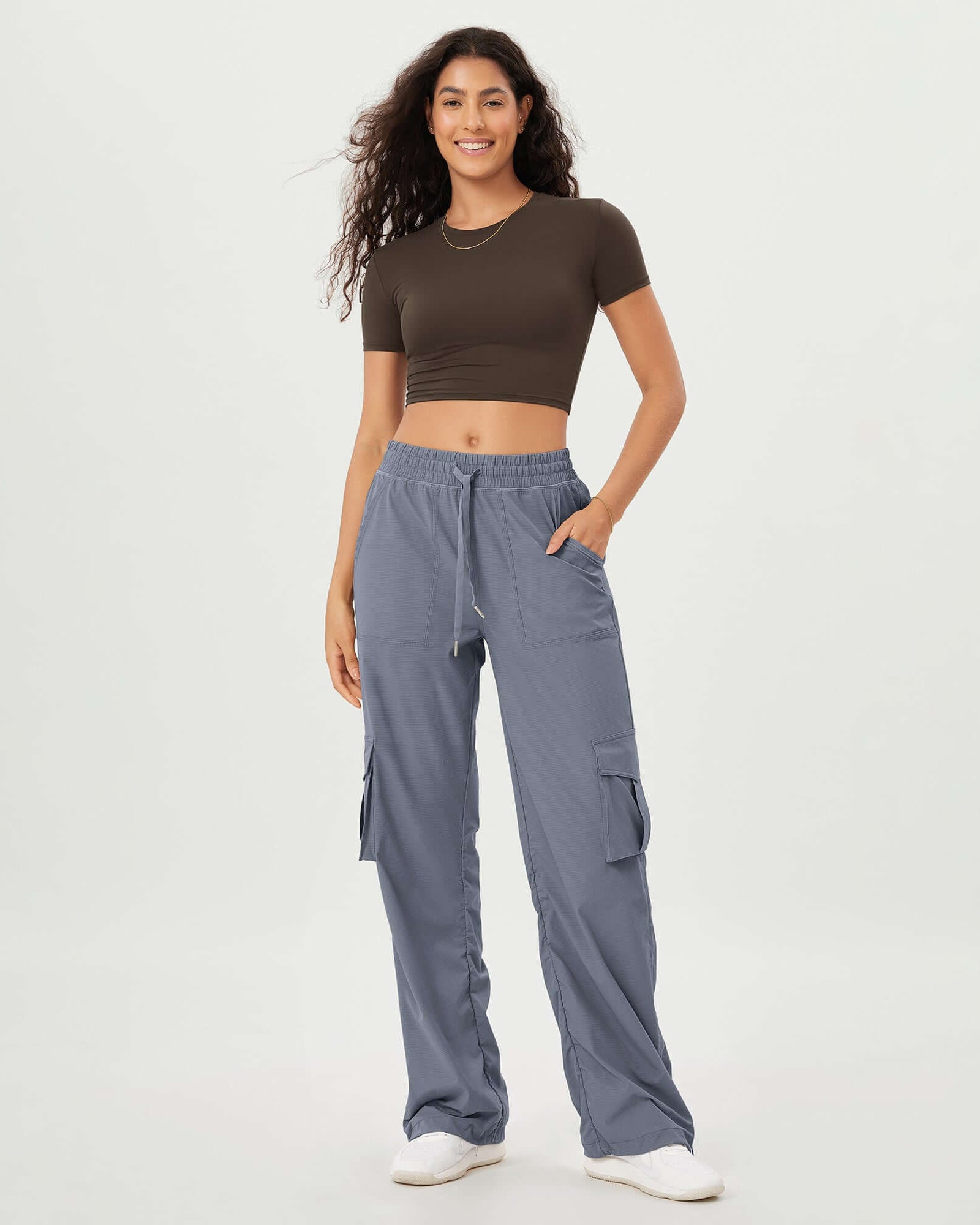 Stretch Woven Relaxed Cargo Cinchable Hems Casual Sweatpants with Pockets - ododos