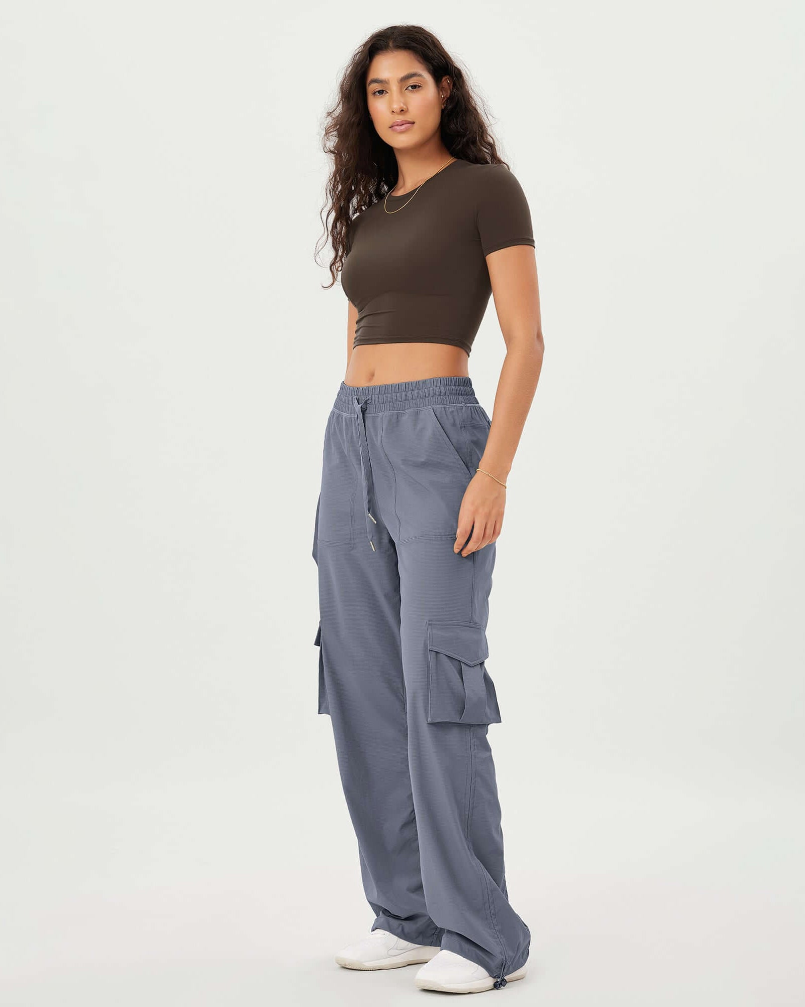 Stretch Woven Relaxed Cargo Cinchable Hems Casual Sweatpants with Pockets - ododos