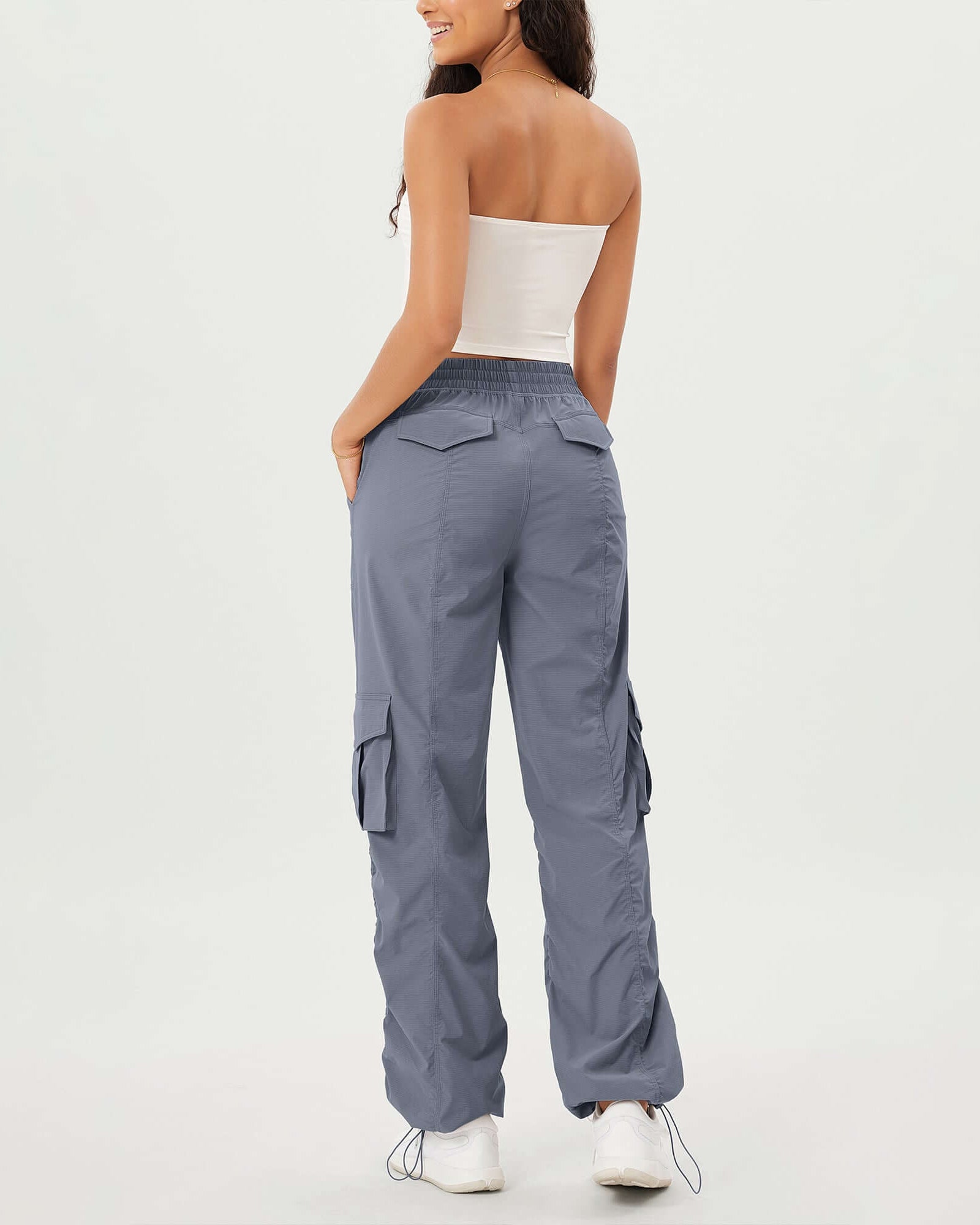 Stretch Woven Relaxed Cargo Cinchable Hems Casual Sweatpants with Pockets - ododos