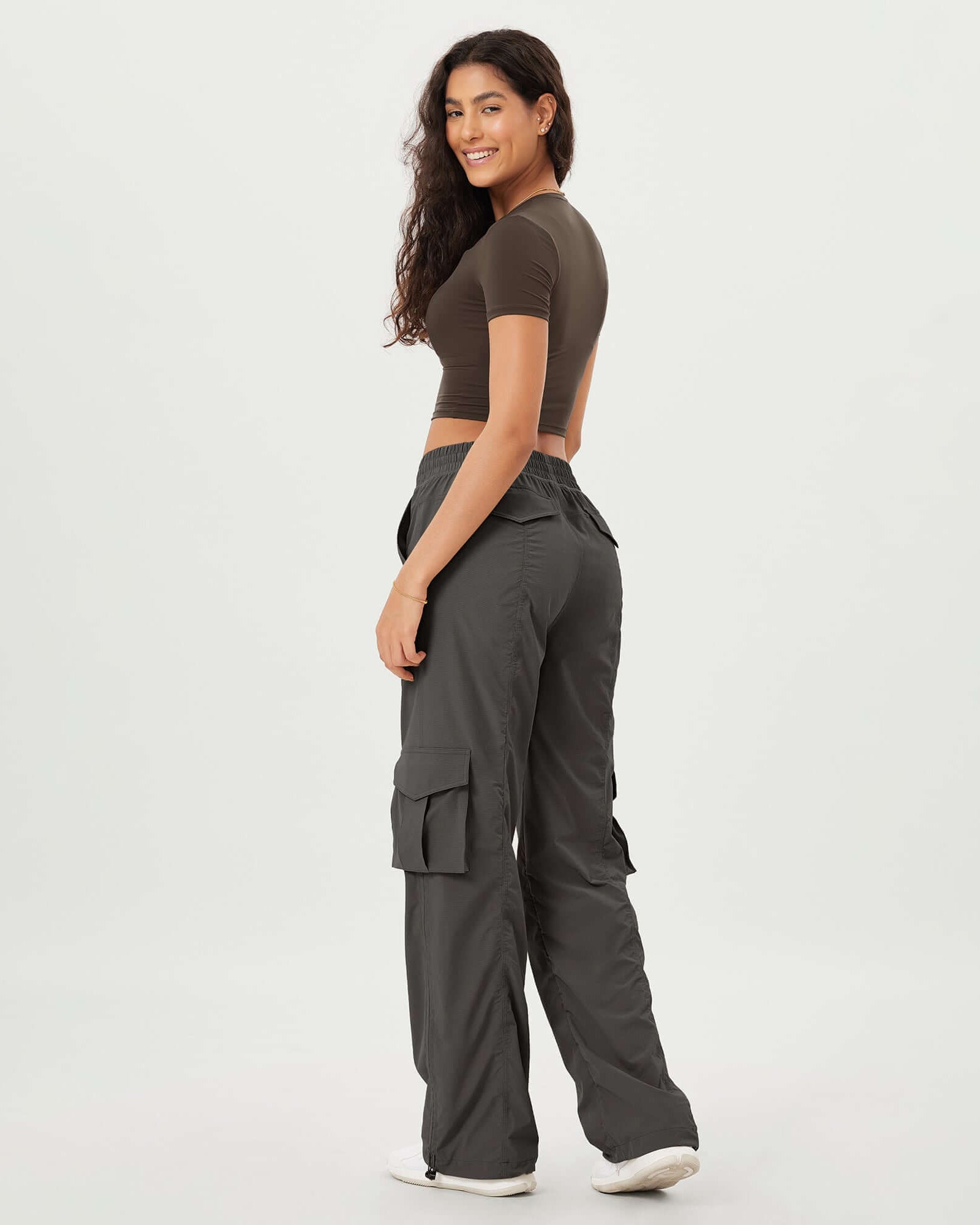 Stretch Woven Relaxed Cargo Cinchable Hems Casual Sweatpants with Pockets - ododos