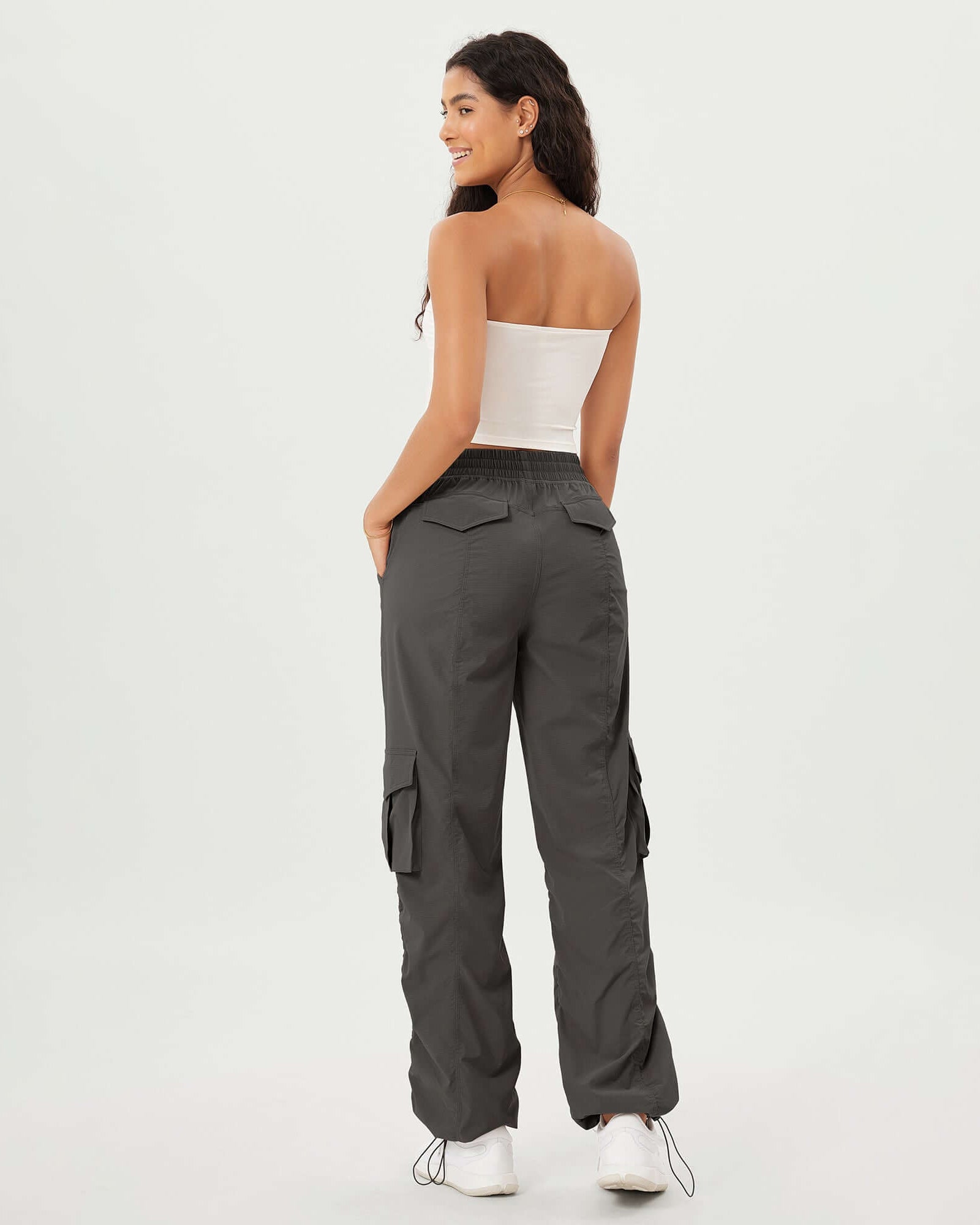 Stretch Woven Relaxed Cargo Cinchable Hems Casual Sweatpants with Pockets - ododos