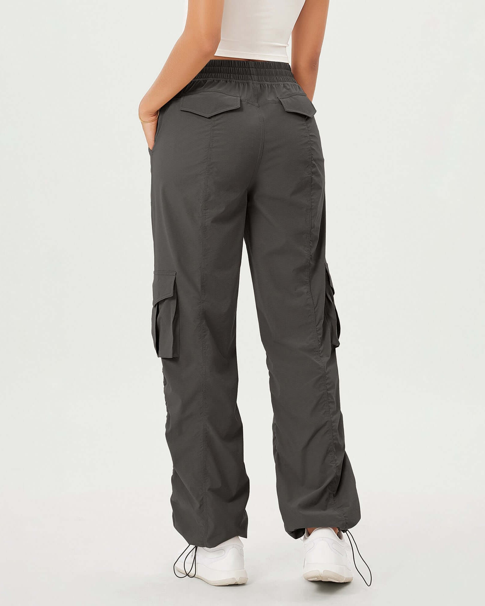 Stretch Woven Relaxed Cargo Cinchable Hems Casual Sweatpants with Pockets - ododos