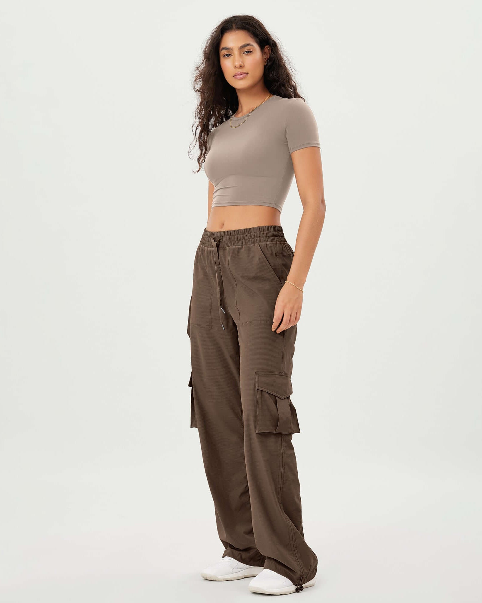 Stretch Woven Relaxed Cargo Cinchable Hems Casual Sweatpants with Pockets - ododos