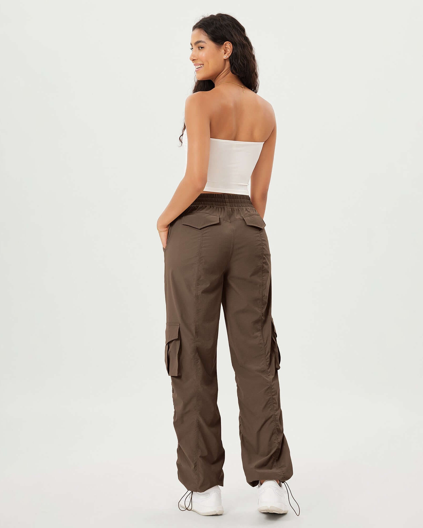Stretch Woven Relaxed Cargo Cinchable Hems Casual Sweatpants with Pockets - ododos