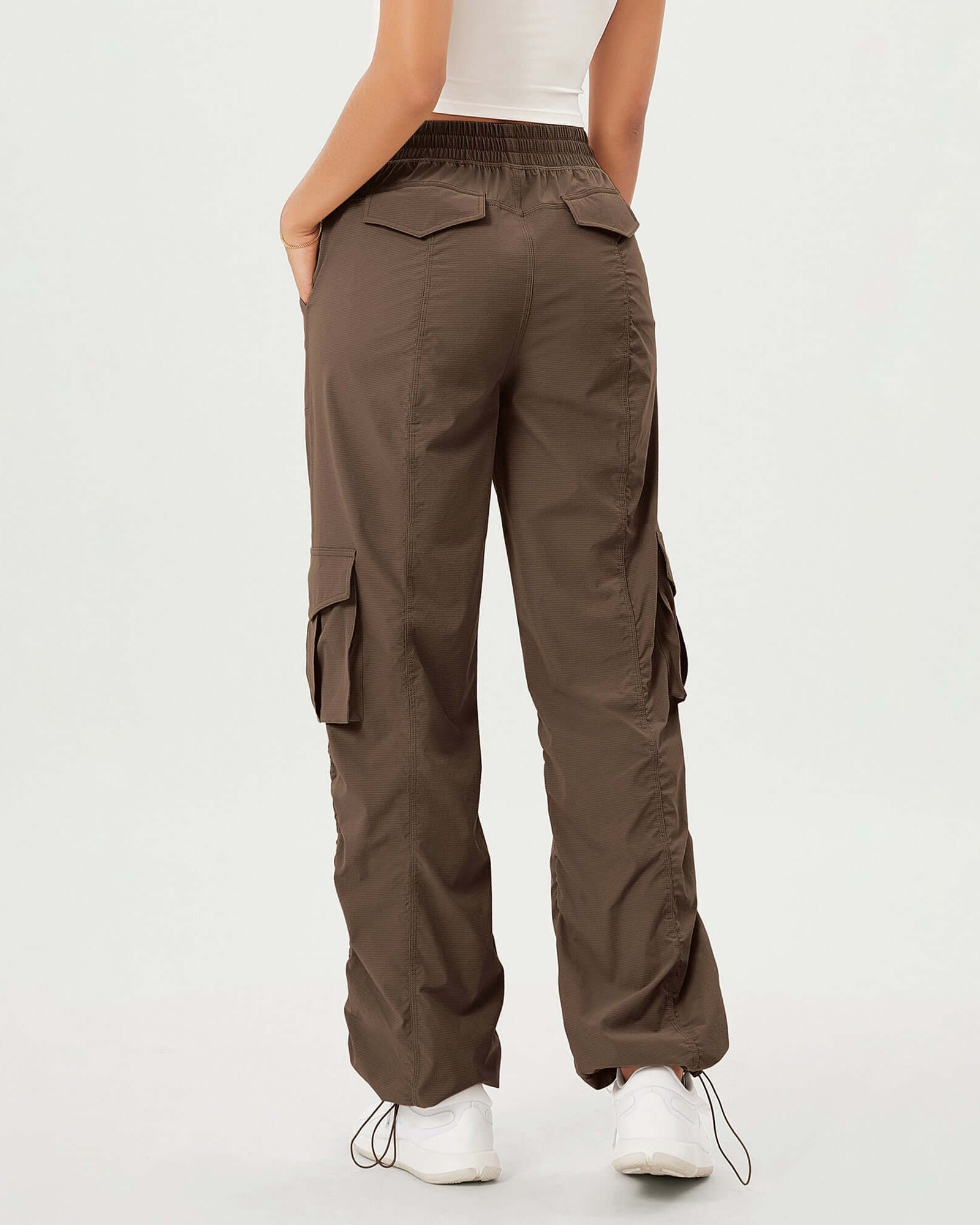 Stretch Woven Relaxed Cargo Cinchable Hems Casual Sweatpants with Pockets - ododos