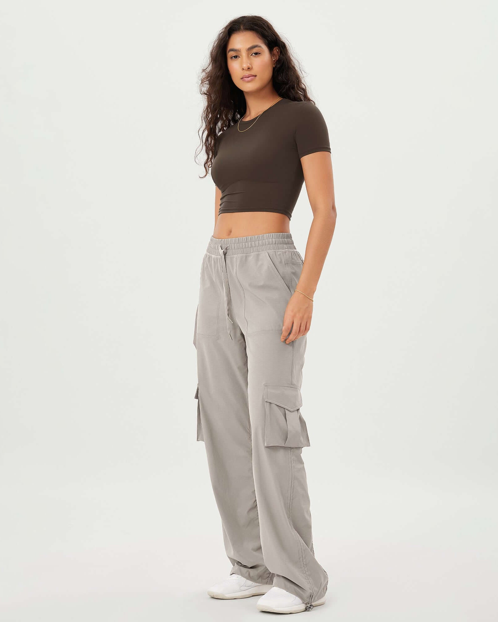 Stretch Woven Relaxed Cargo Cinchable Hems Casual Sweatpants with Pockets - ododos