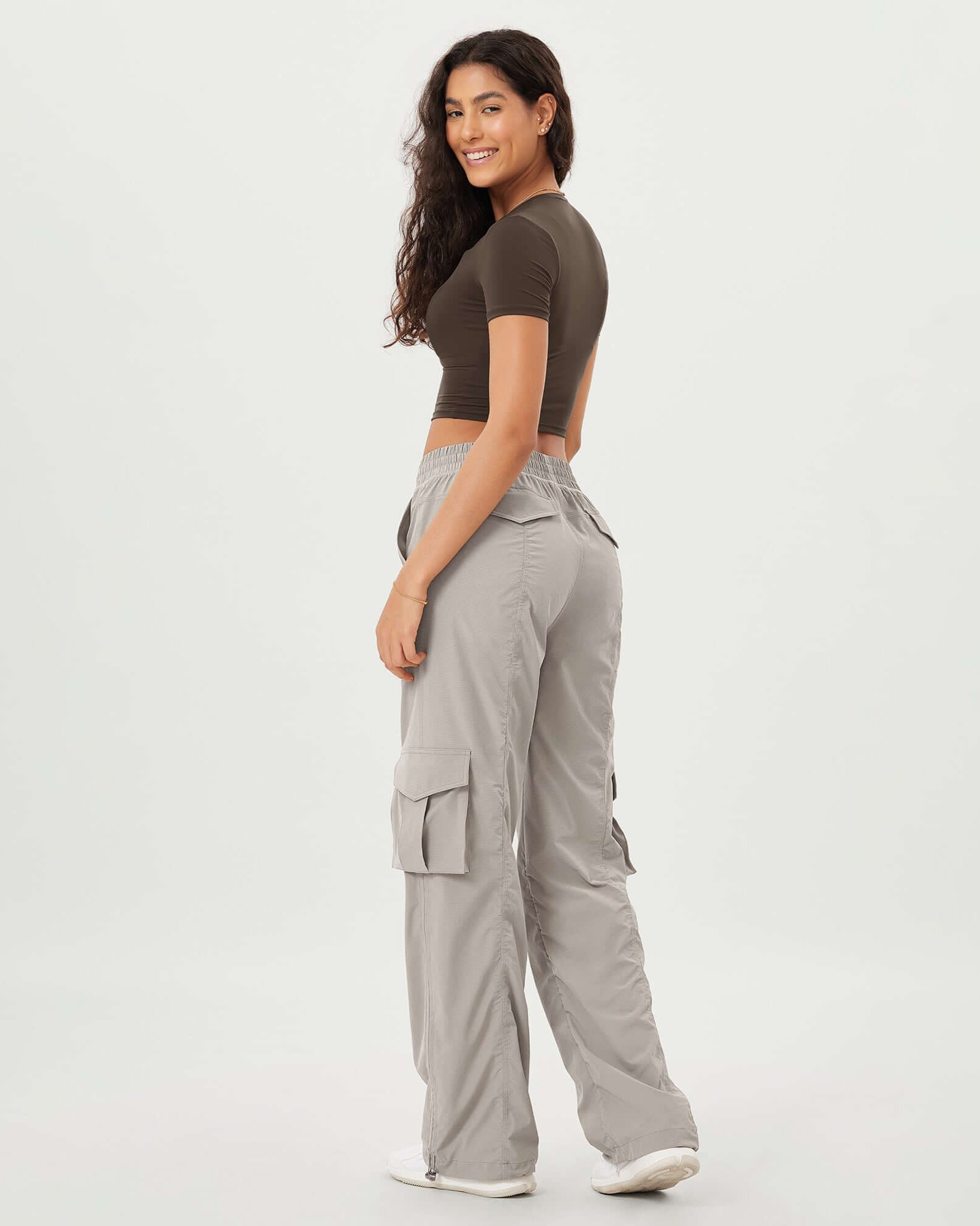 Stretch Woven Relaxed Cargo Cinchable Hems Casual Sweatpants with Pockets - ododos