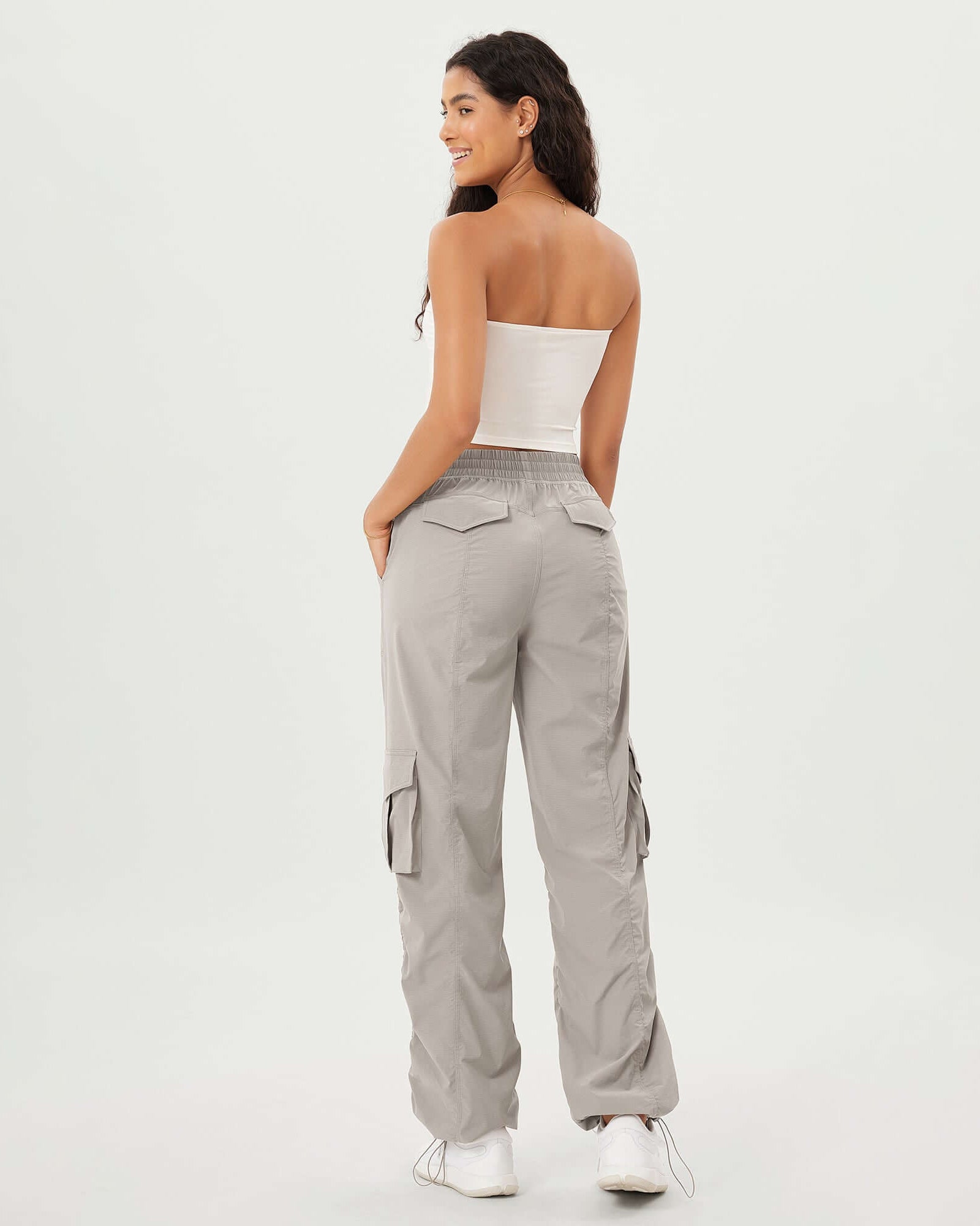 Stretch Woven Relaxed Cargo Cinchable Hems Casual Sweatpants with Pockets - ododos