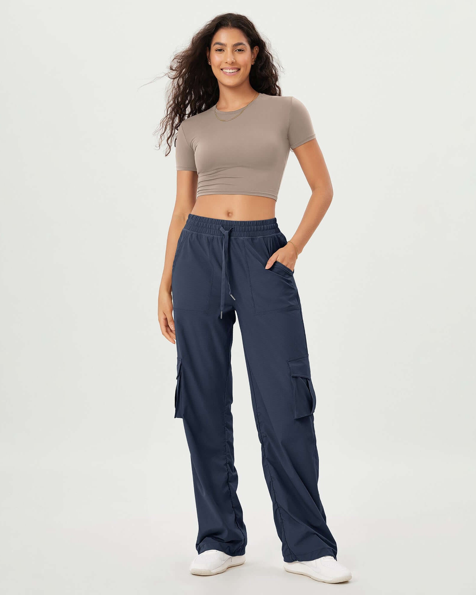 Stretch Woven Relaxed Cargo Cinchable Hems Casual Sweatpants with Pockets - ododos