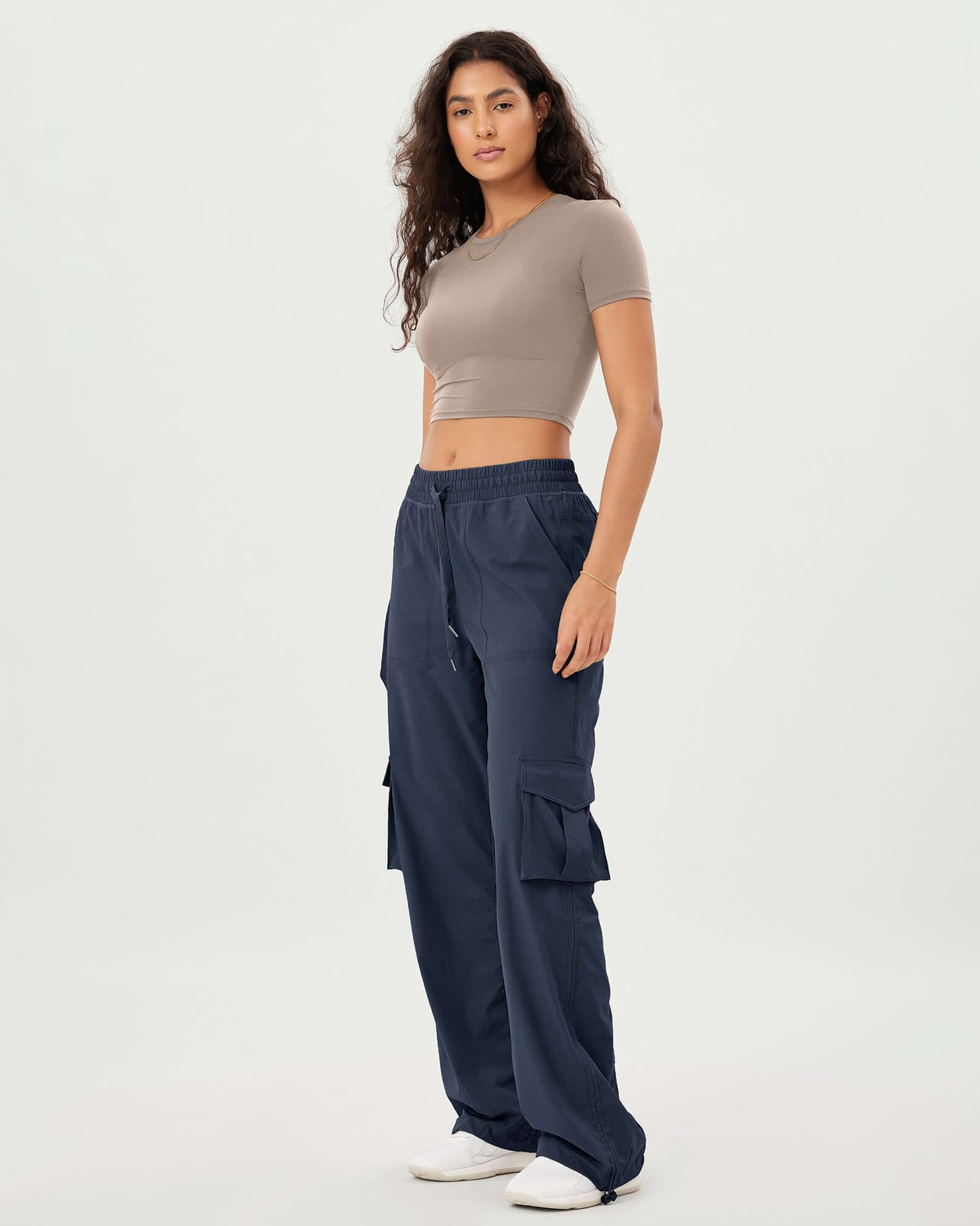 Stretch Woven Relaxed Cargo Cinchable Hems Casual Sweatpants with Pockets - ododos