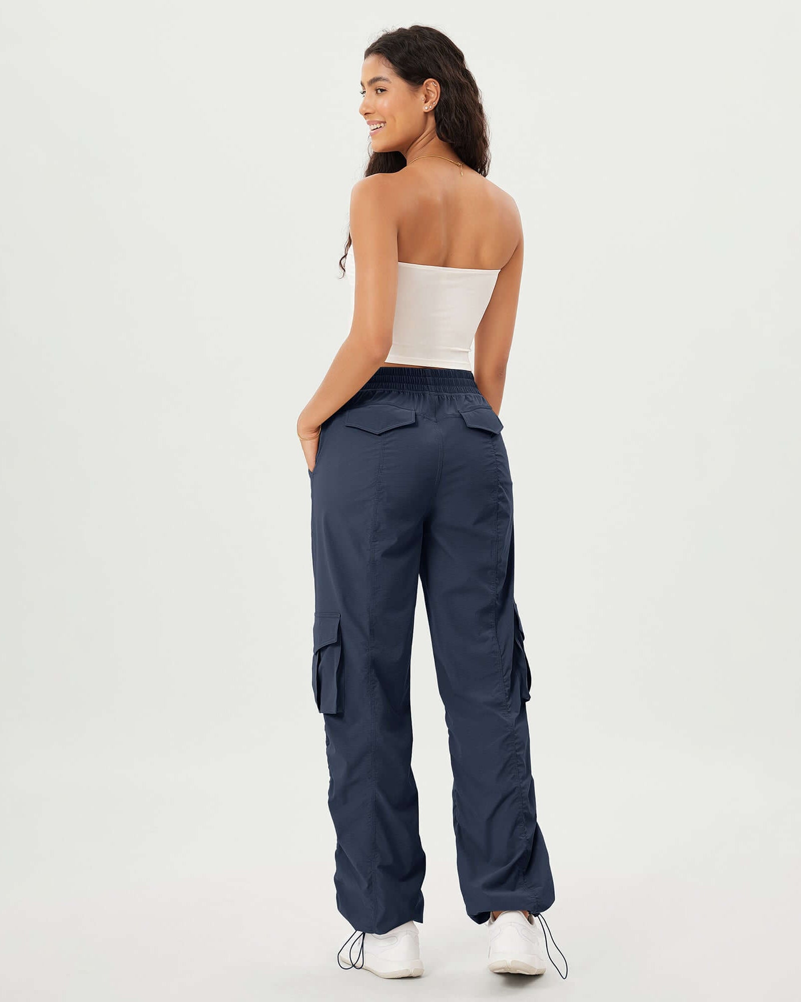 Stretch Woven Relaxed Cargo Cinchable Hems Casual Sweatpants with Pockets - ododos