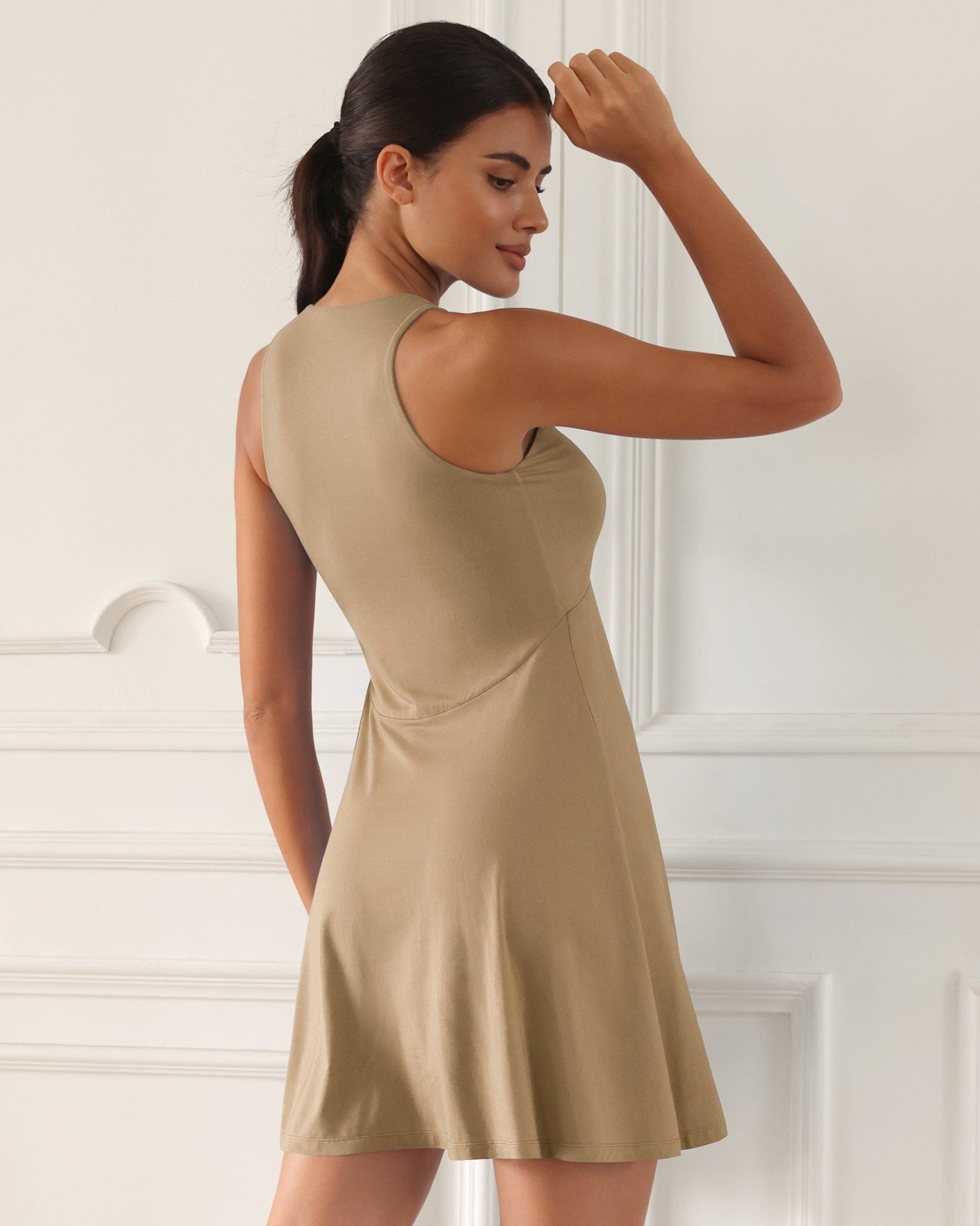 Casual Flare Tank Dress Peanut - ododos