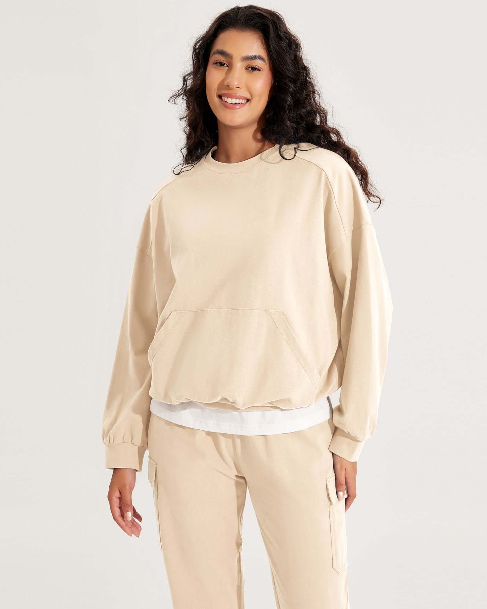 Cotton Soft Oversized Sweatshirts Pullover with Kangaroo Pocket - ododos