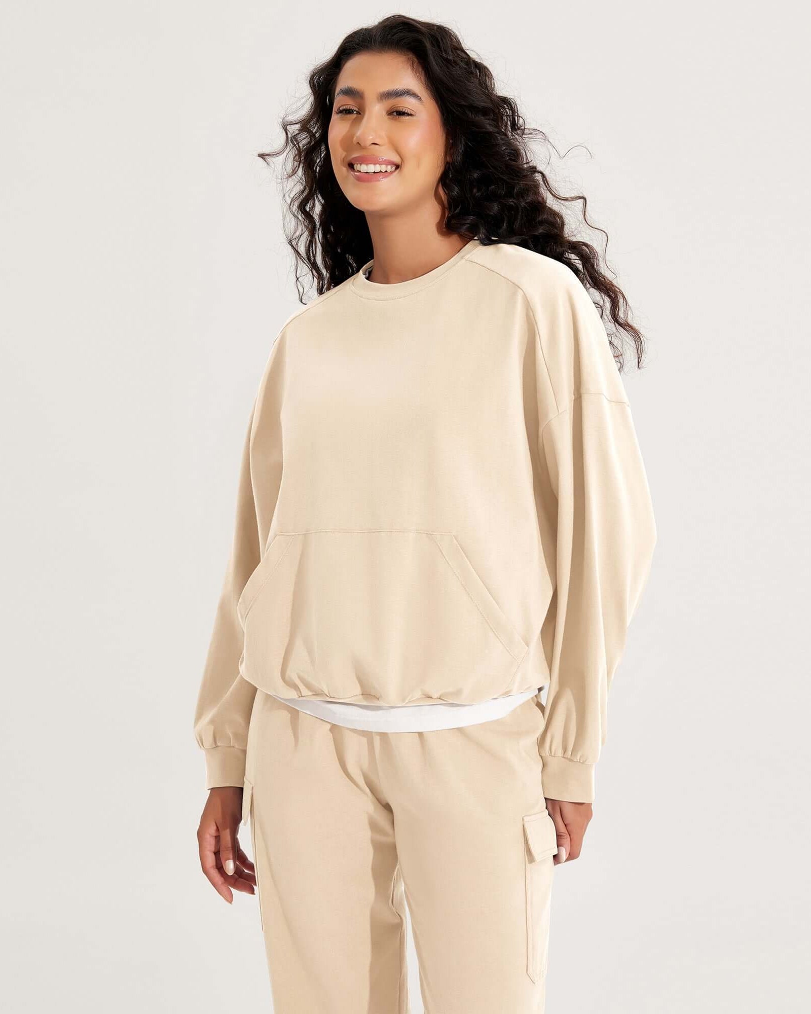 Cotton Soft Oversized Sweatshirts Pullover with Kangaroo Pocket - ododos