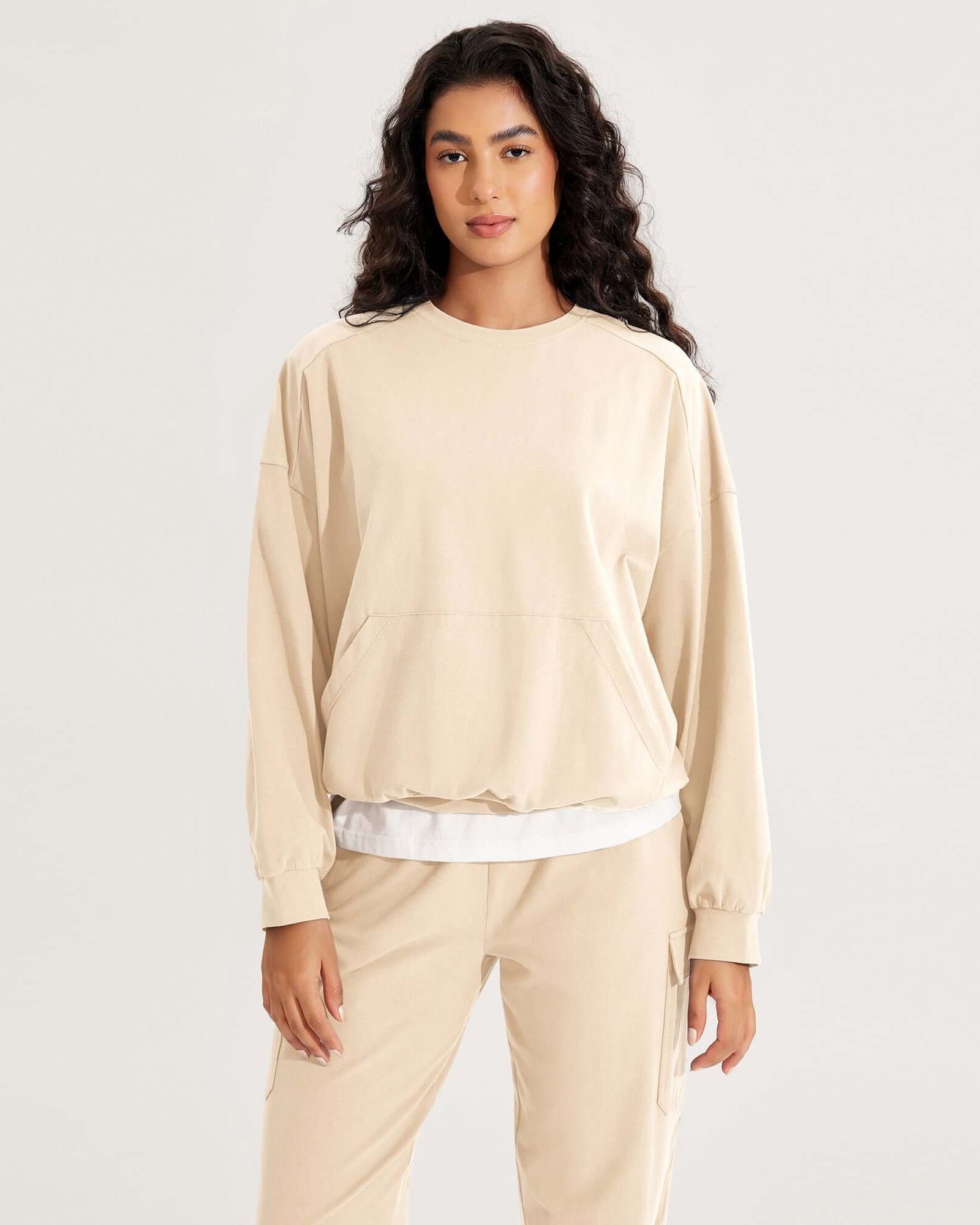 Cotton Soft Oversized Sweatshirts Pullover with Kangaroo Pocket - ododos