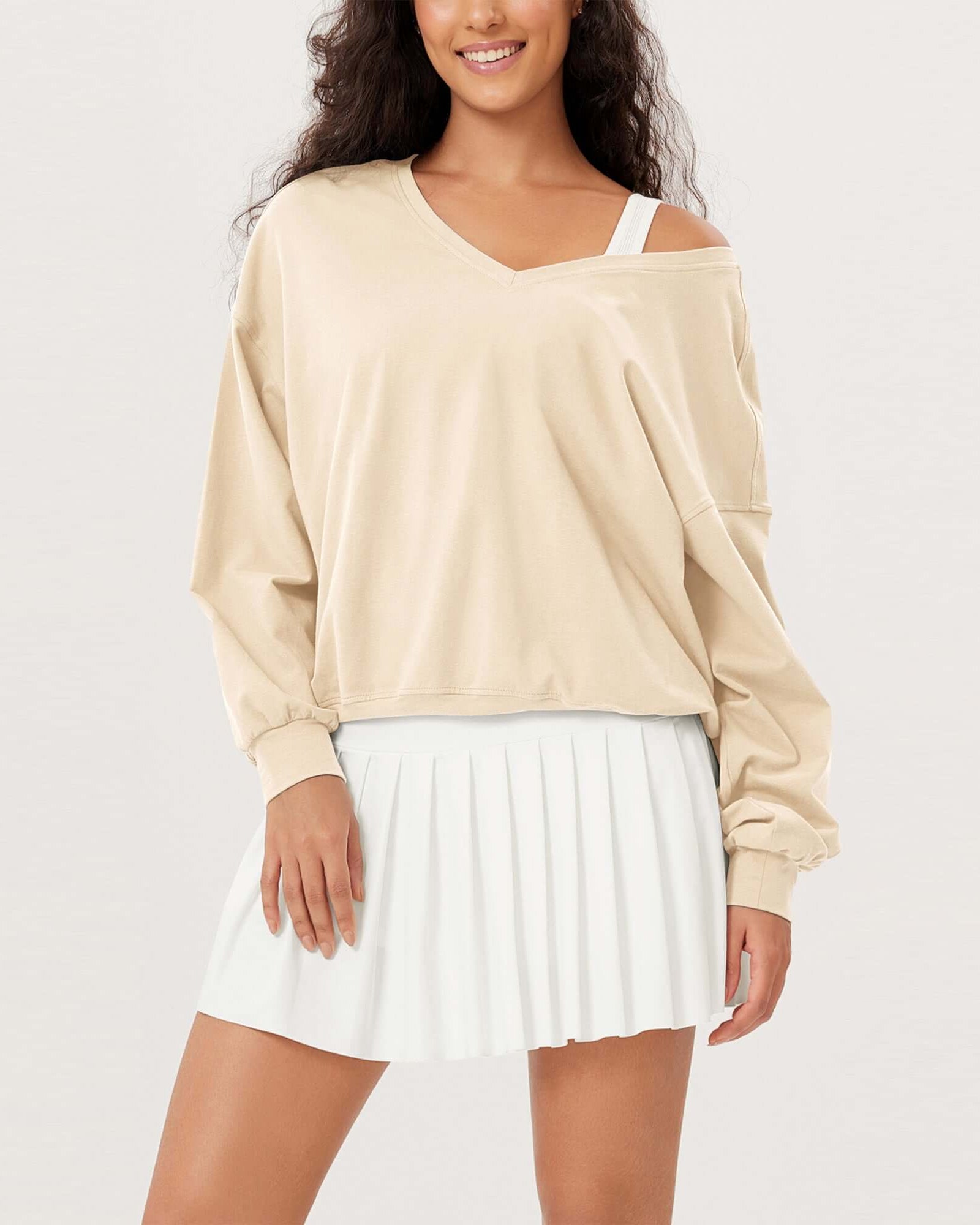 Cotton Soft Double V Long Sleeve Fall Sweatshirts - ododos