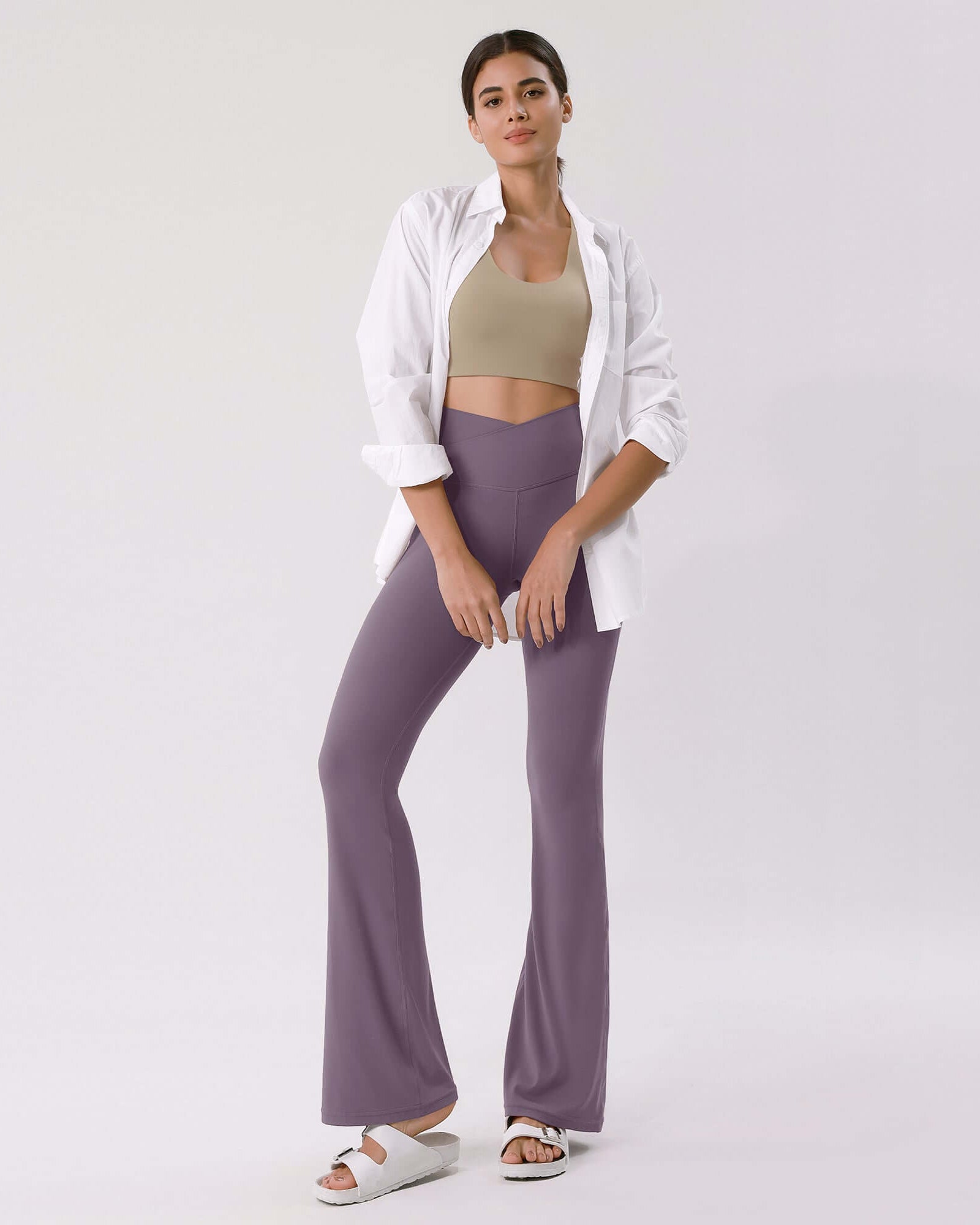 Cloud Feeling 32 Crossover High Waist Flared Pants - ododos