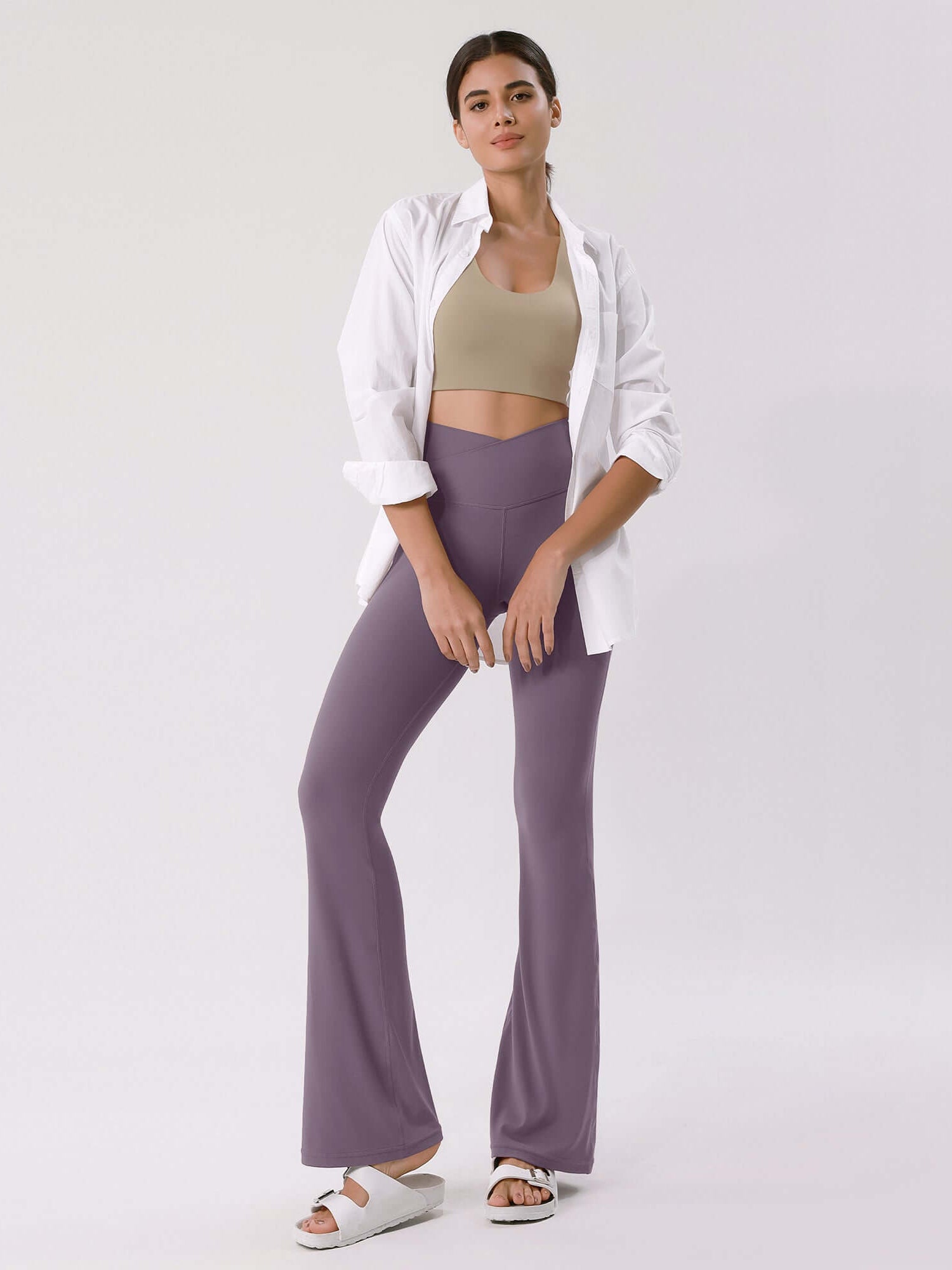 Cloud Feeling 32 Crossover High Waist Flared Pants - ododos