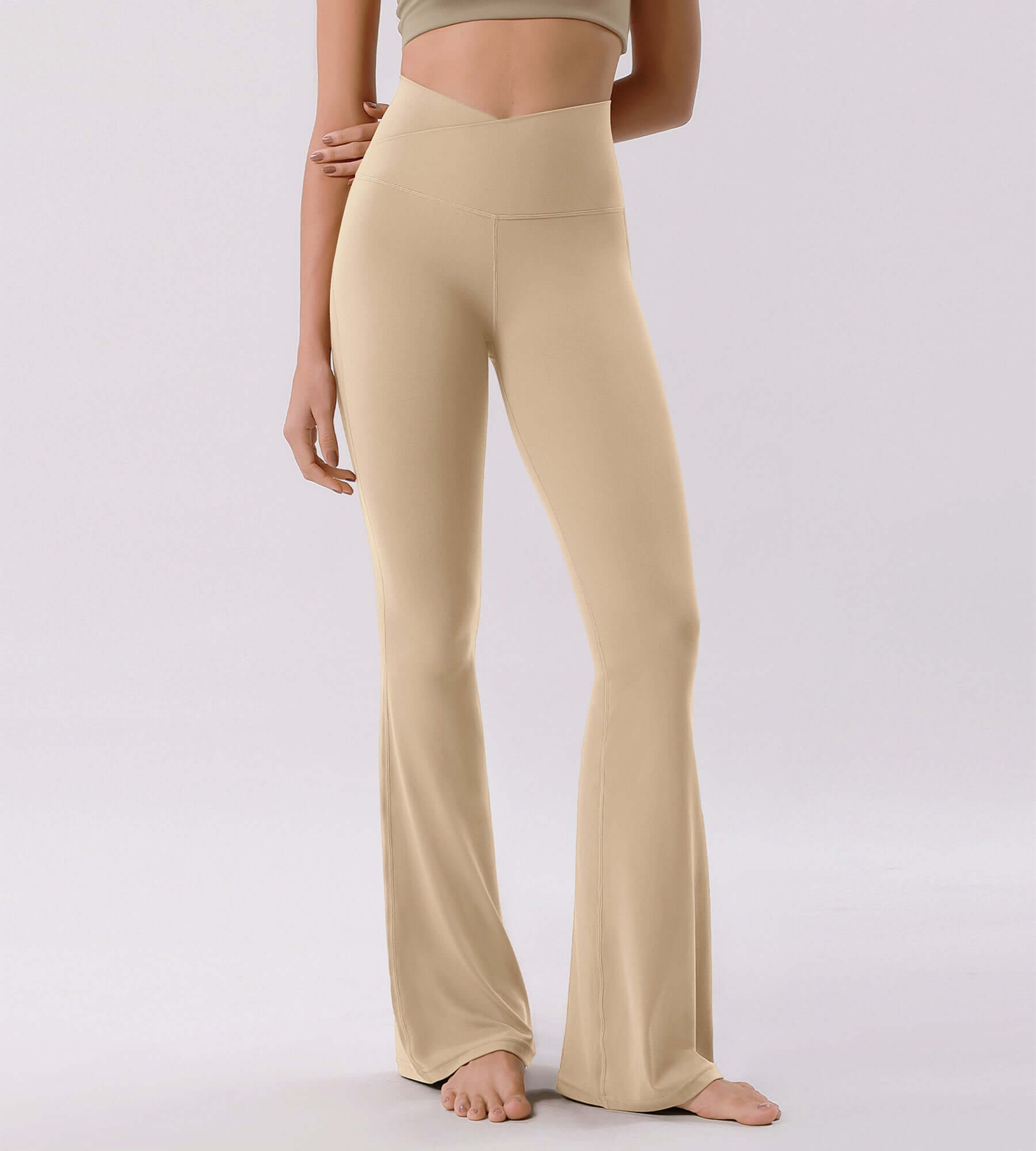 Cloud Feeling 30 Crossover High Waist Flared Pants - ododos