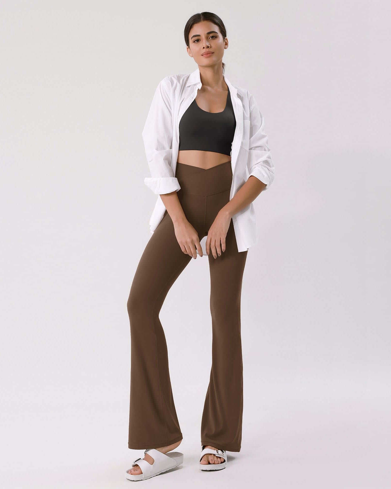 Cloud Feeling 30 Crossover High Waist Flared Pants - ododos