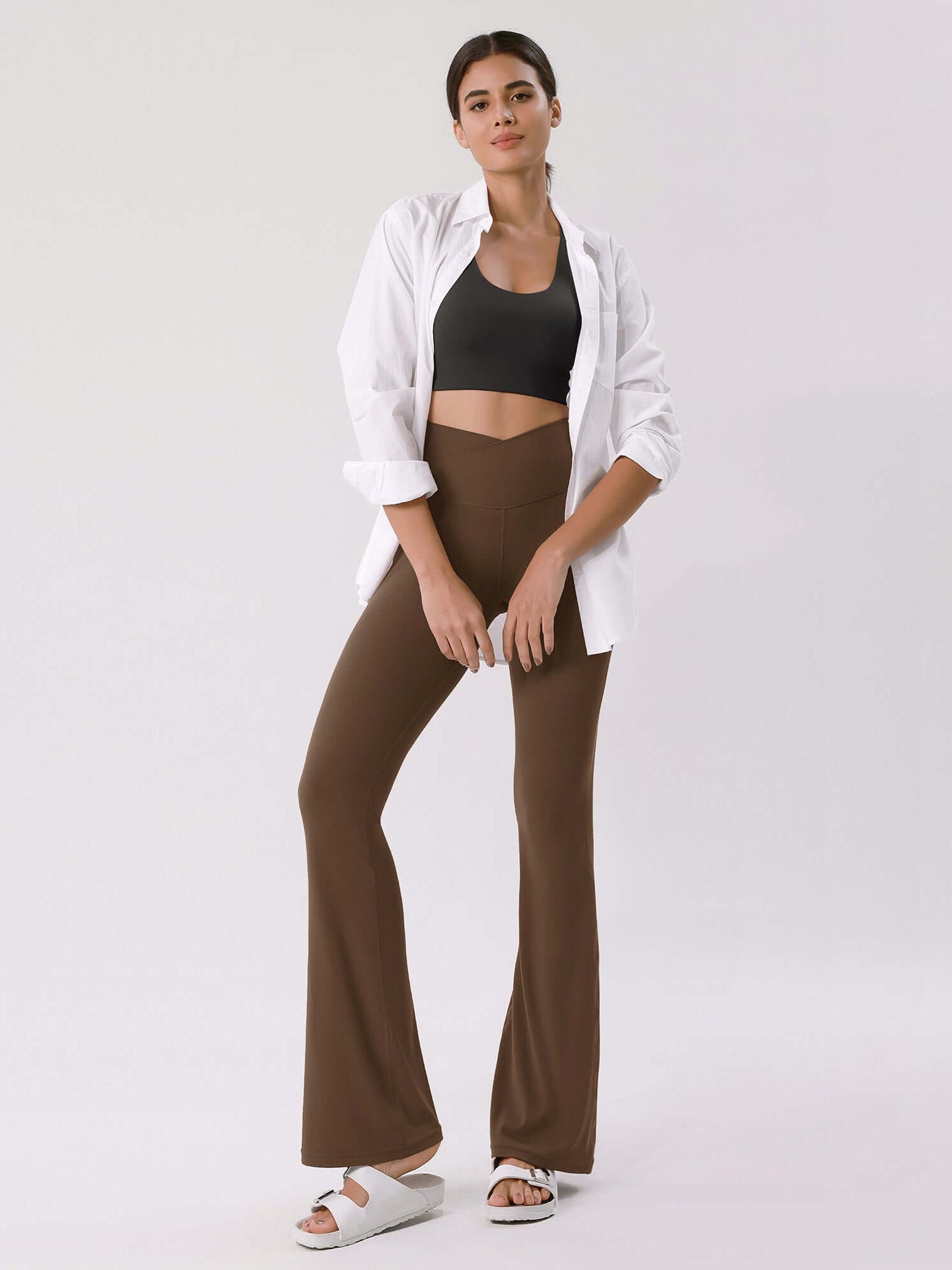Cloud Feeling 30 Crossover High Waist Flared Pants - ododos