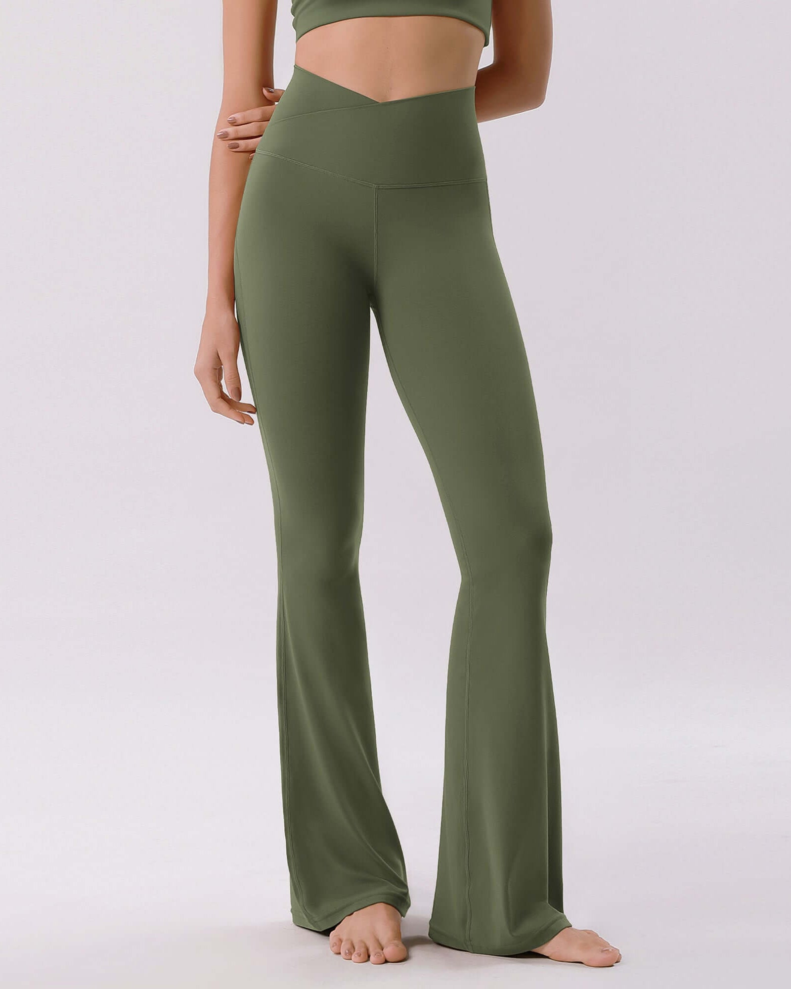 Cloud Feeling 32 Crossover High Waist Flared Pants - ododos