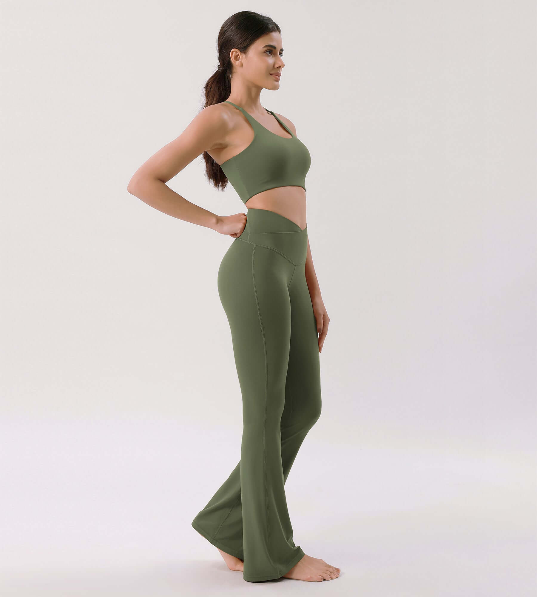 Cloud Feeling 30 Crossover High Waist Flared Pants - ododos