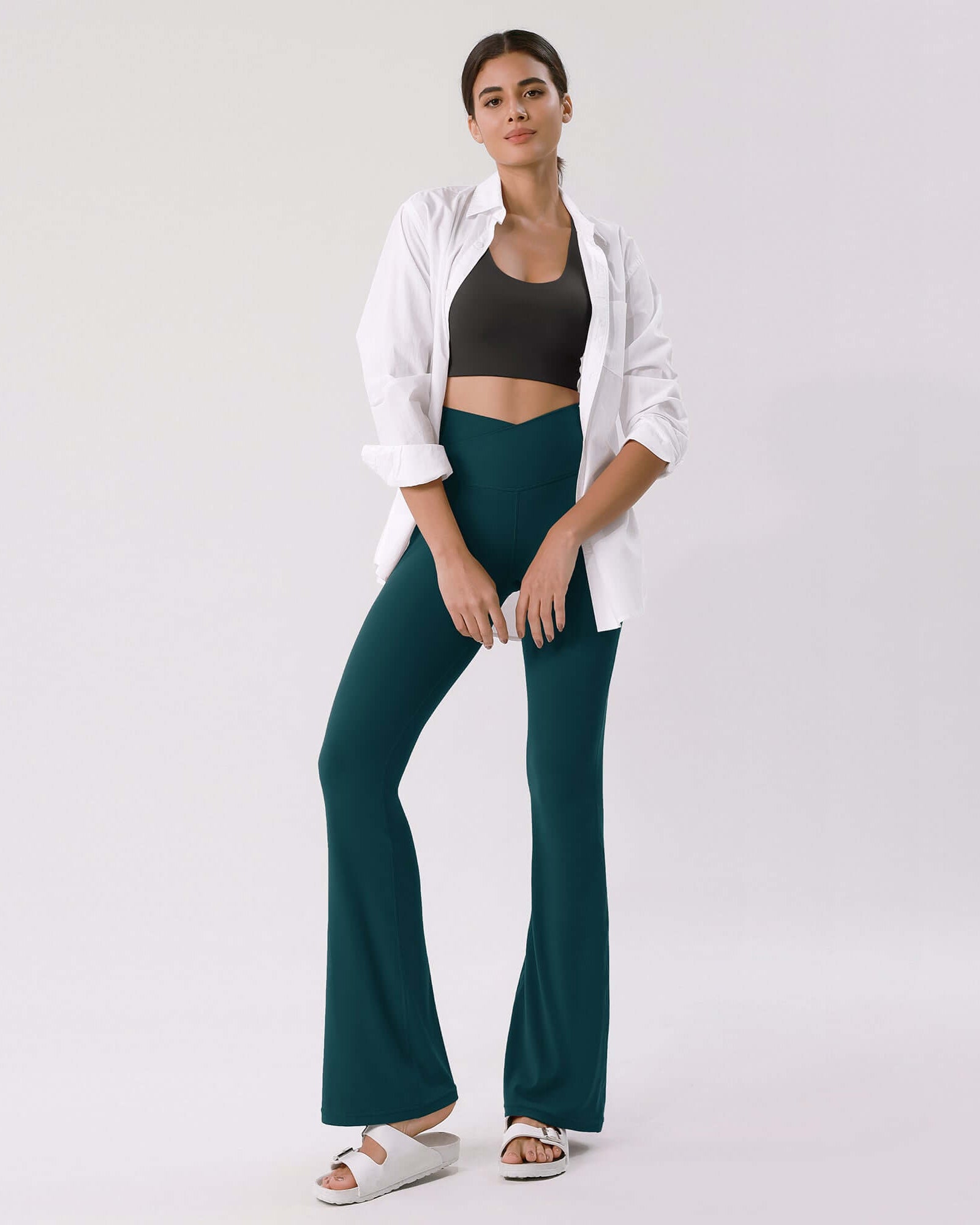 Cloud Feeling 30 Crossover High Waist Flared Pants - ododos