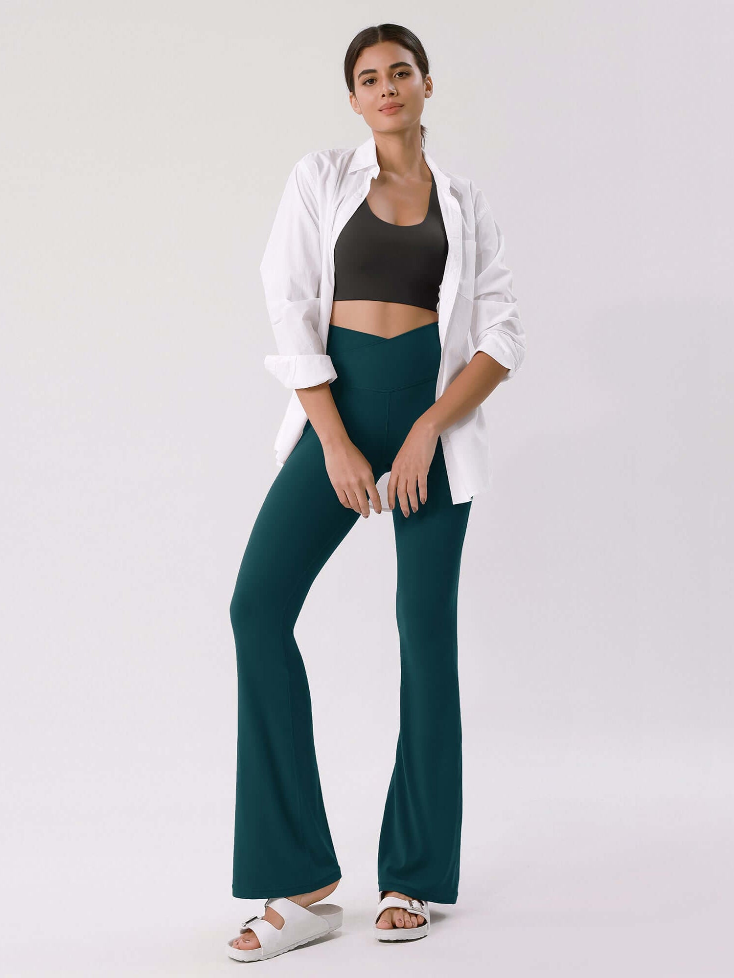 Cloud Feeling 32 Crossover High Waist Flared Pants - ododos