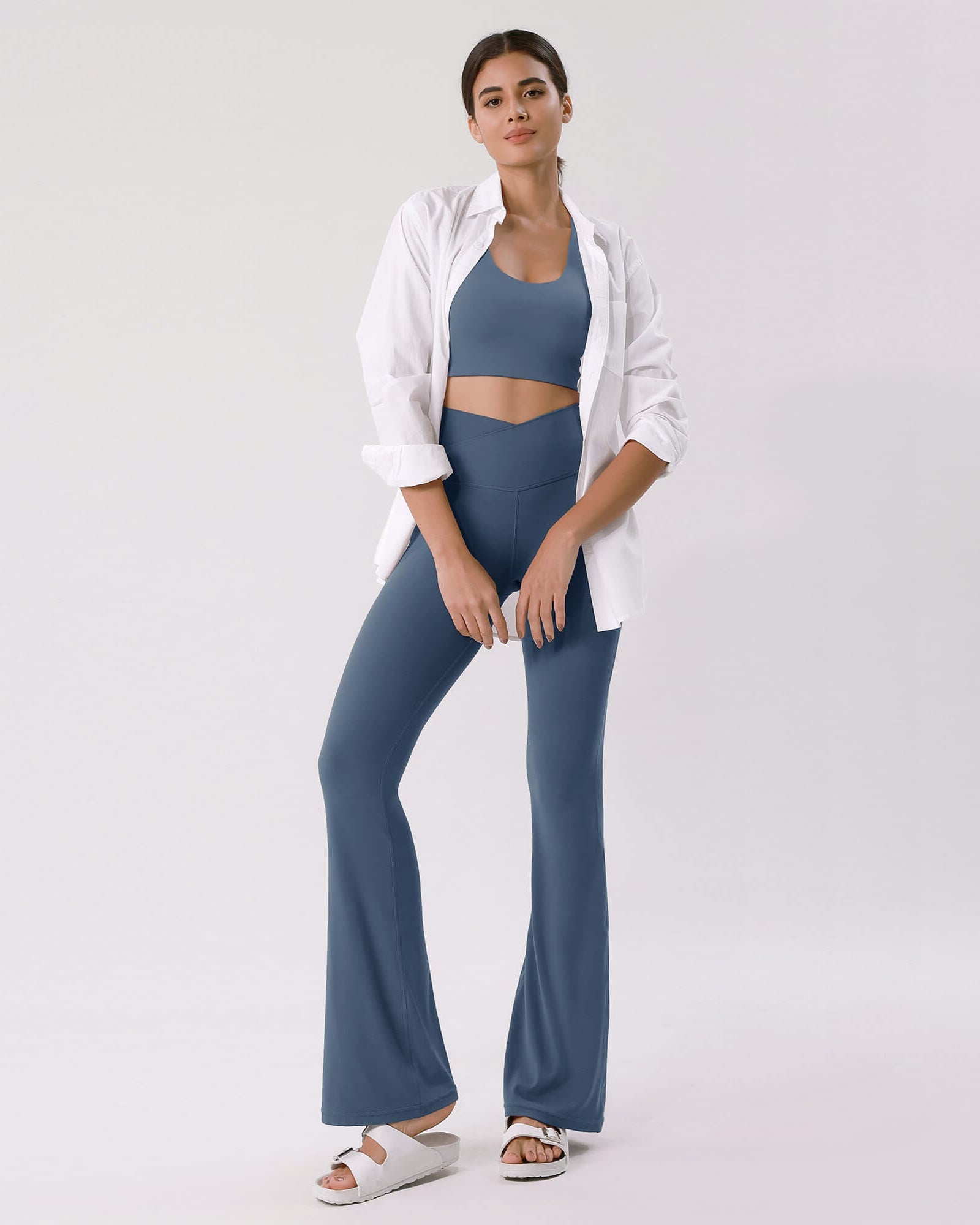 Cloud Feeling 30 Crossover High Waist Flared Pants - ododos