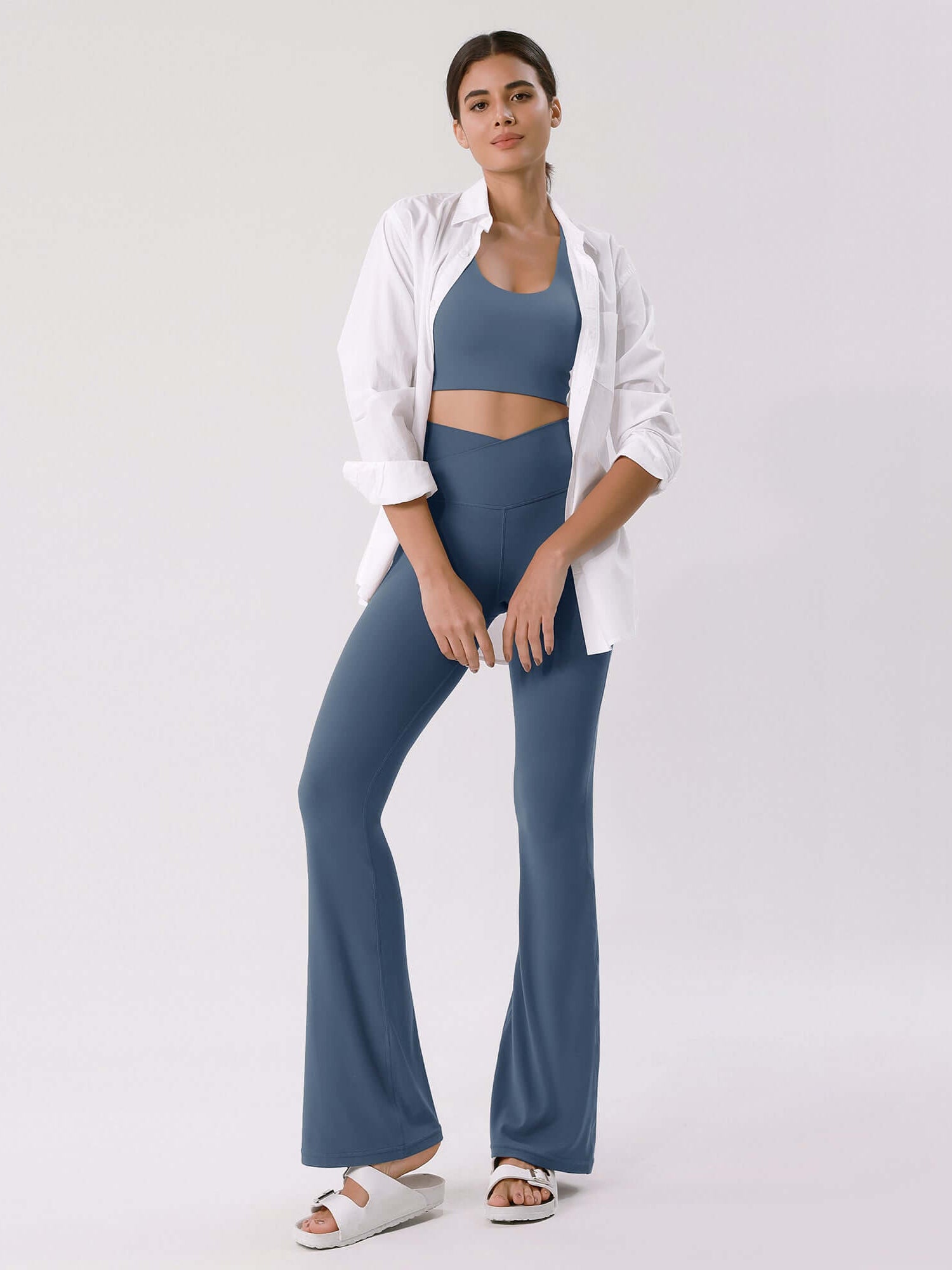 Cloud Feeling 32 Crossover High Waist Flared Pants - ododos