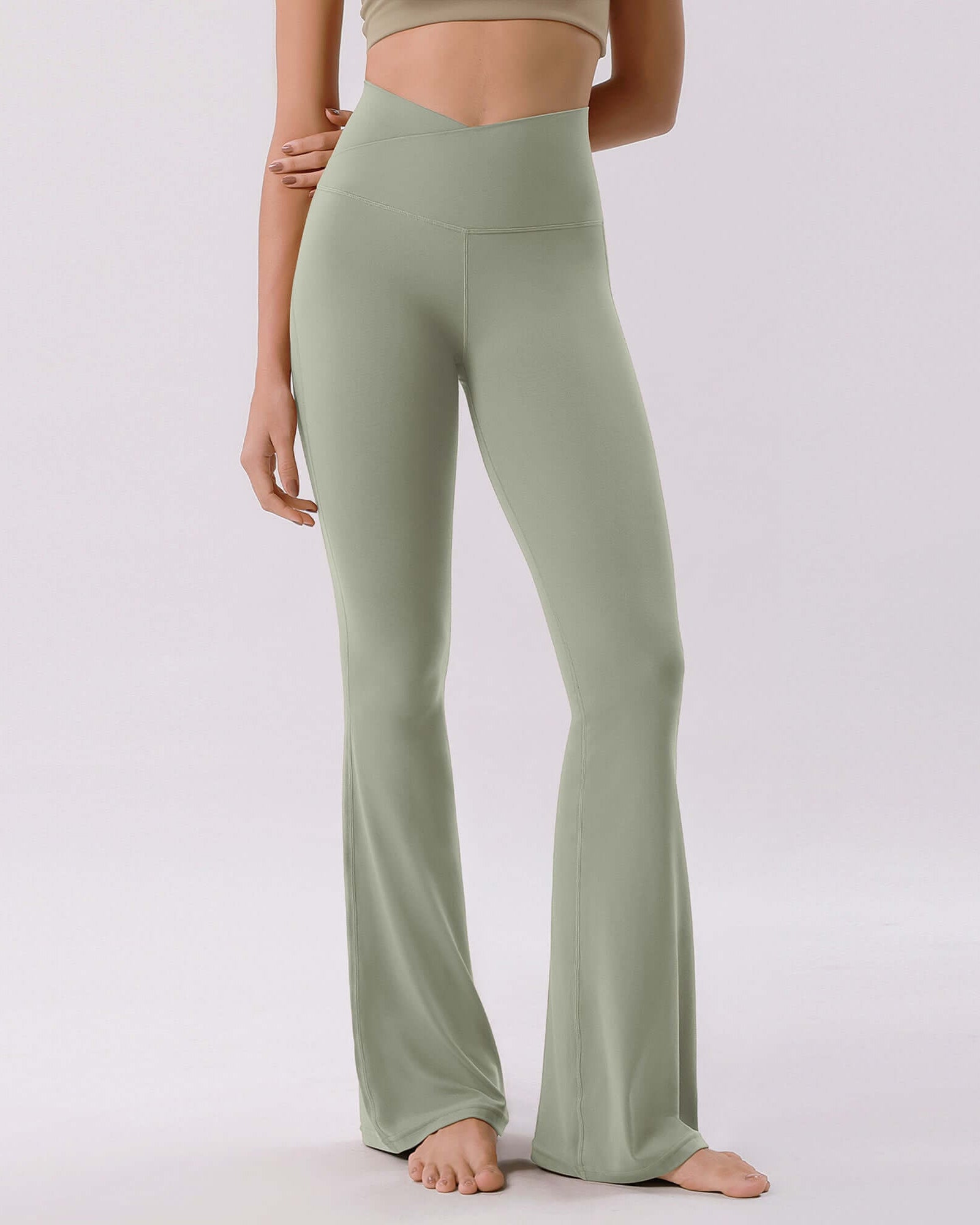Cloud Feeling 32 Crossover High Waist Flared Pants - ododos