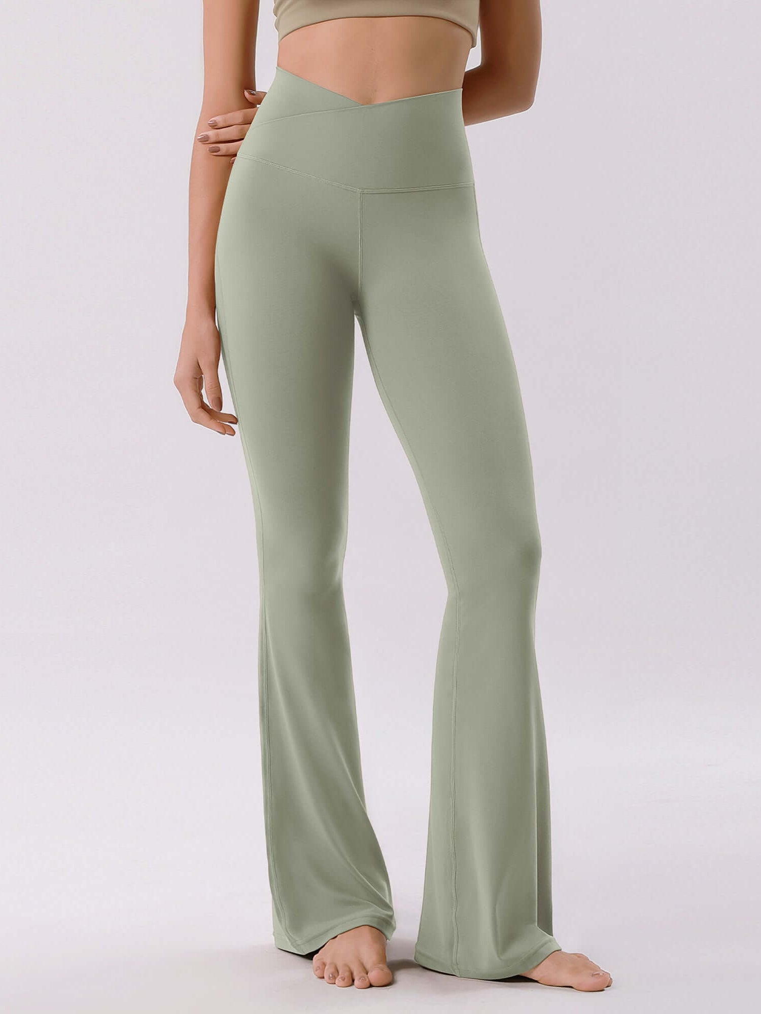 Cloud Feeling 32 Crossover High Waist Flared Pants - ododos