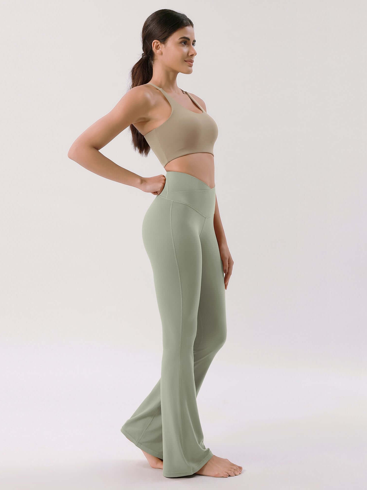 Cloud Feeling 30 Crossover High Waist Flared Pants - ododos