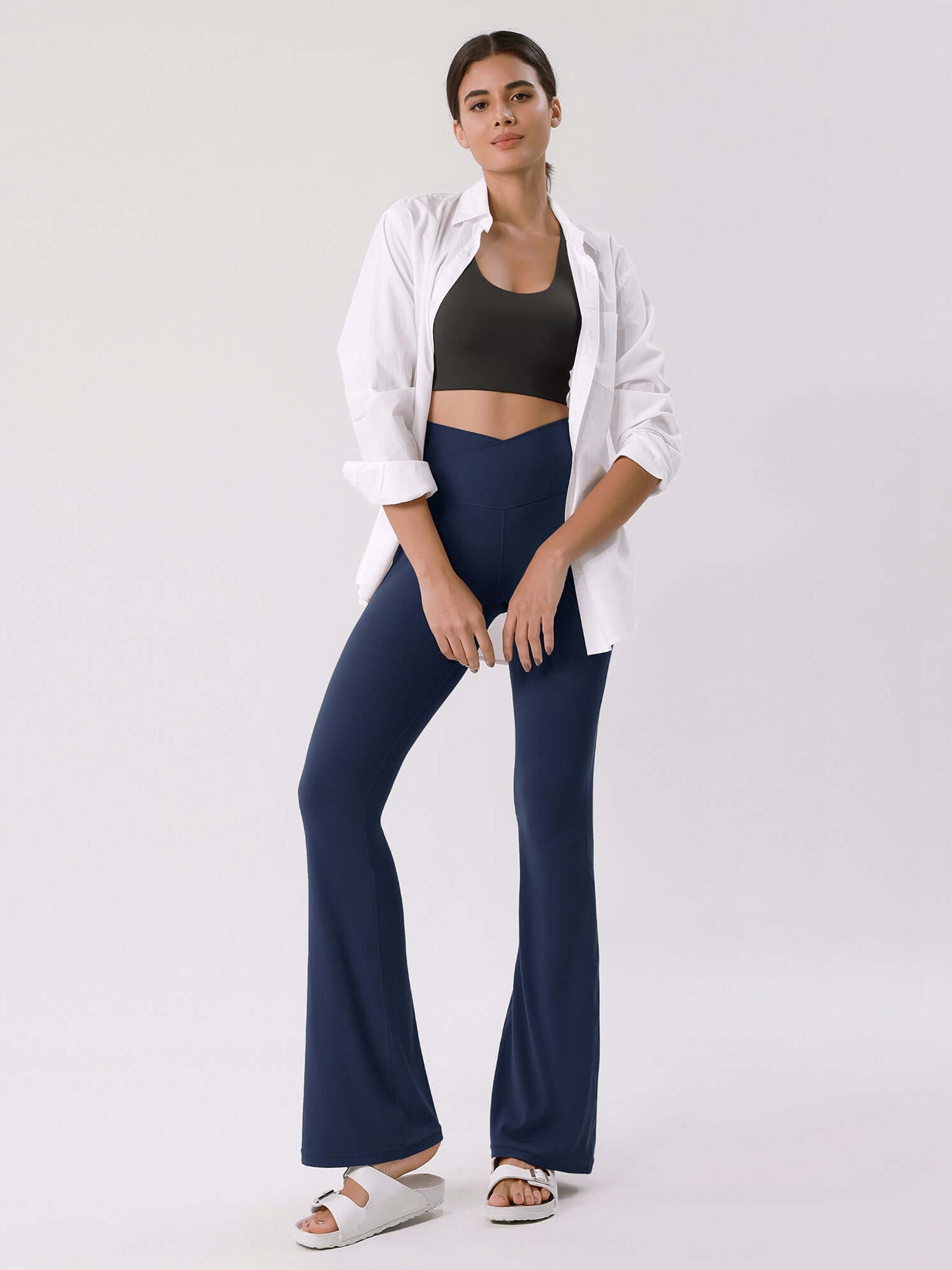 Cloud Feeling 32 Crossover High Waist Flared Pants - ododos