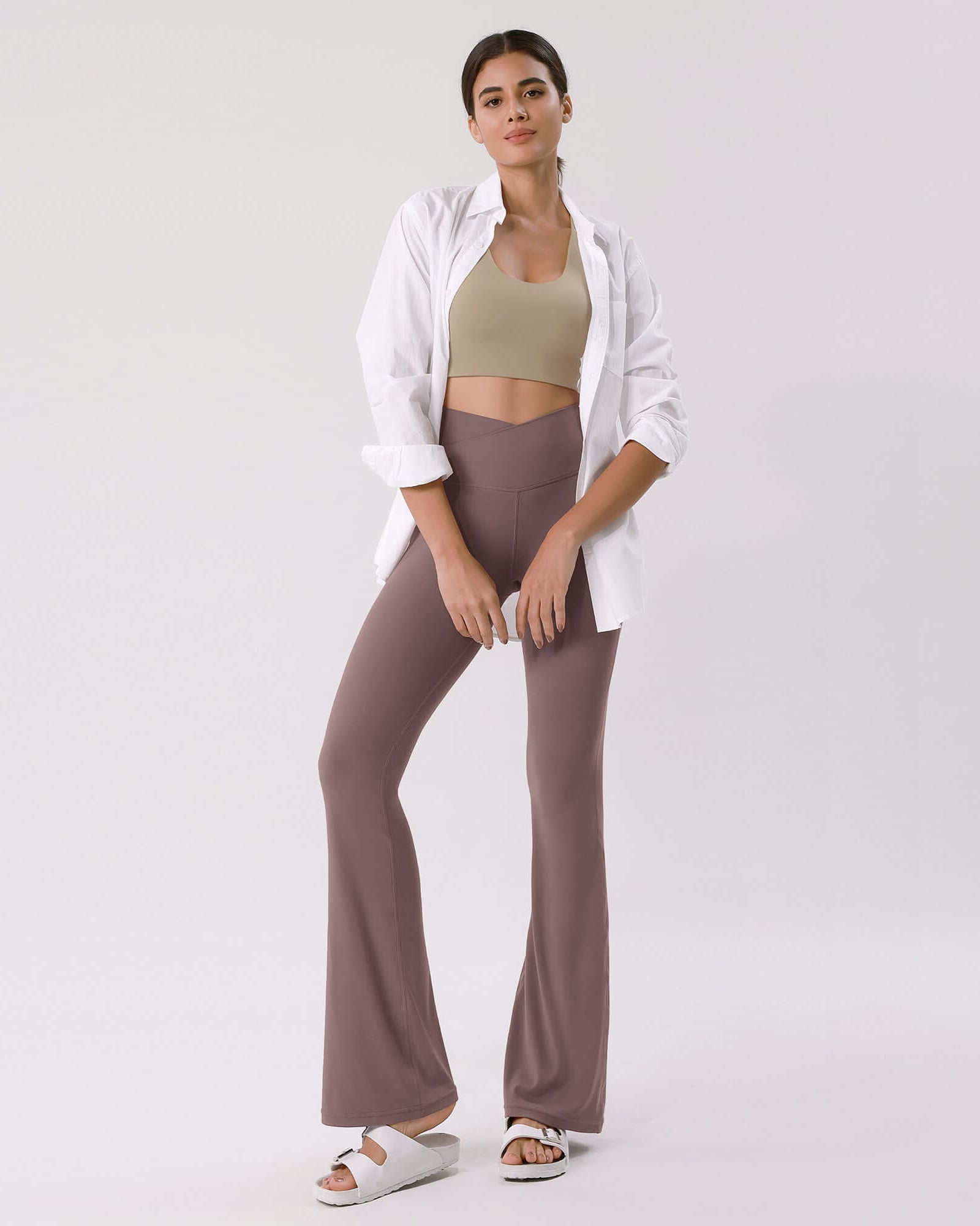 Cloud Feeling 30 Crossover High Waist Flared Pants - ododos