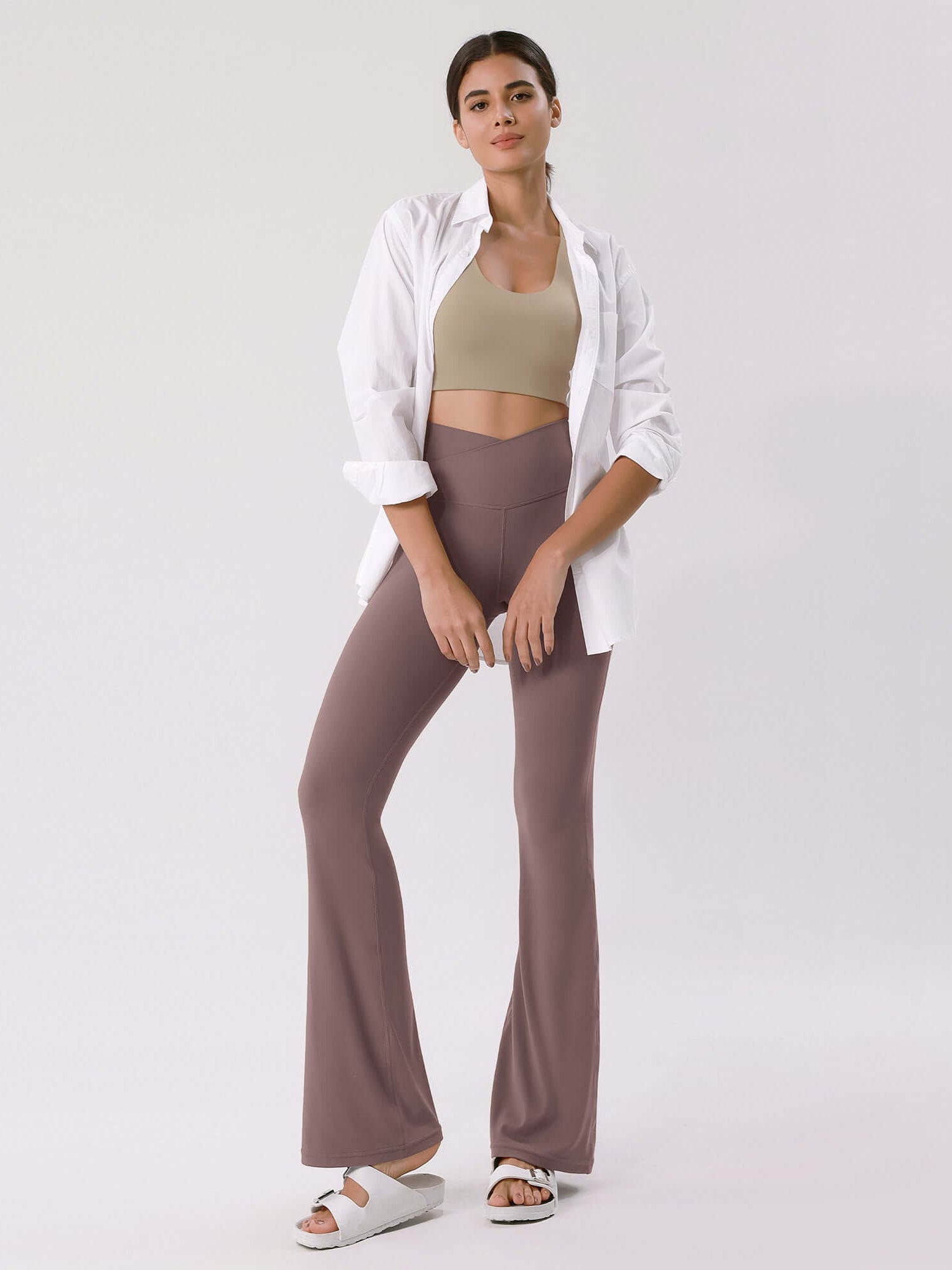 Cloud Feeling 32 Crossover High Waist Flared Pants - ododos