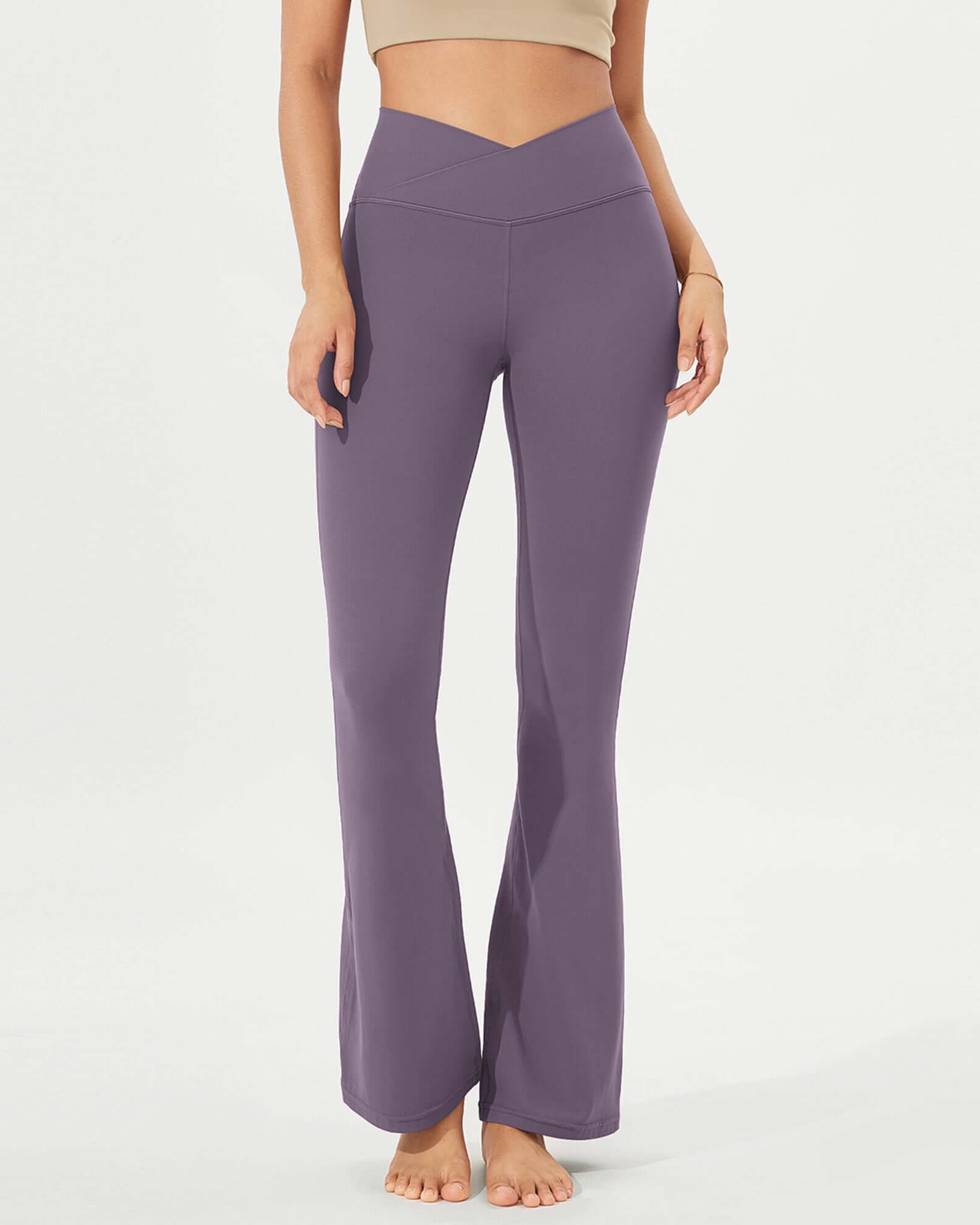 32 Cloud Feeling High Waist Bootcut Lounge Yoga Pants with Back Ash Violet - ododos