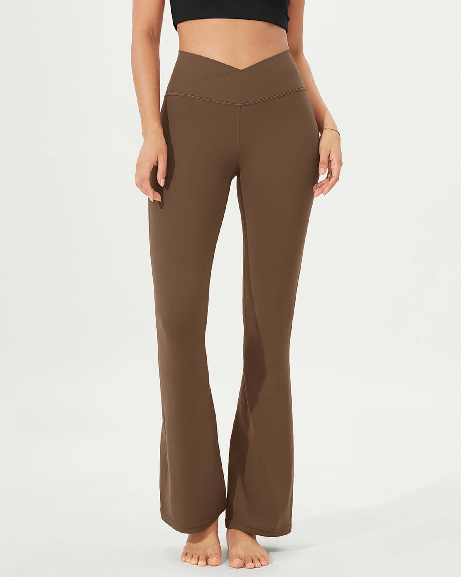 32 Cloud Feeling High Waist Bootcut Lounge Yoga Pants with Back Brunette - ododos