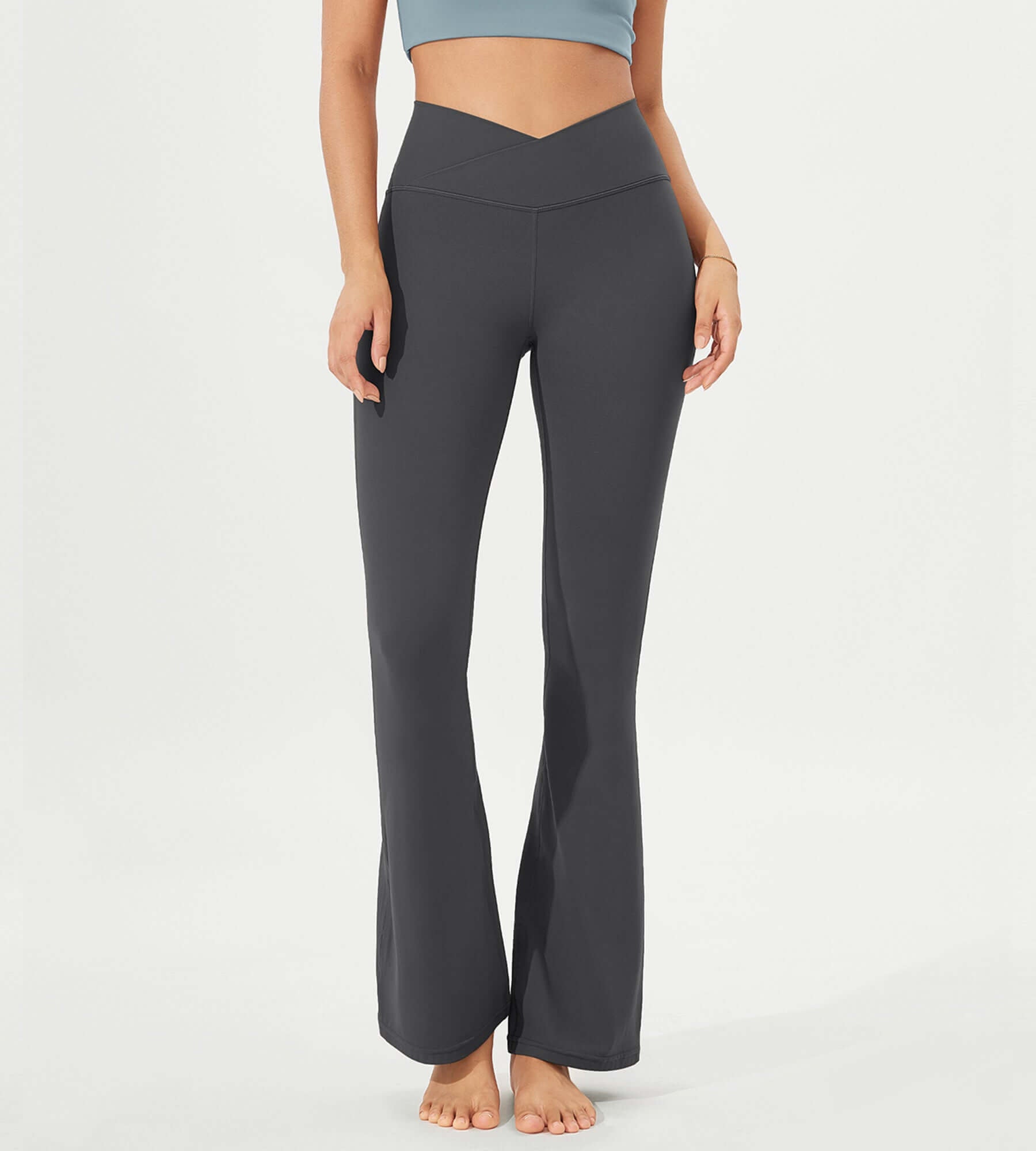 32 Cloud Feeling High Waist Bootcut Lounge Yoga Pants with Back Charcoal - ododos