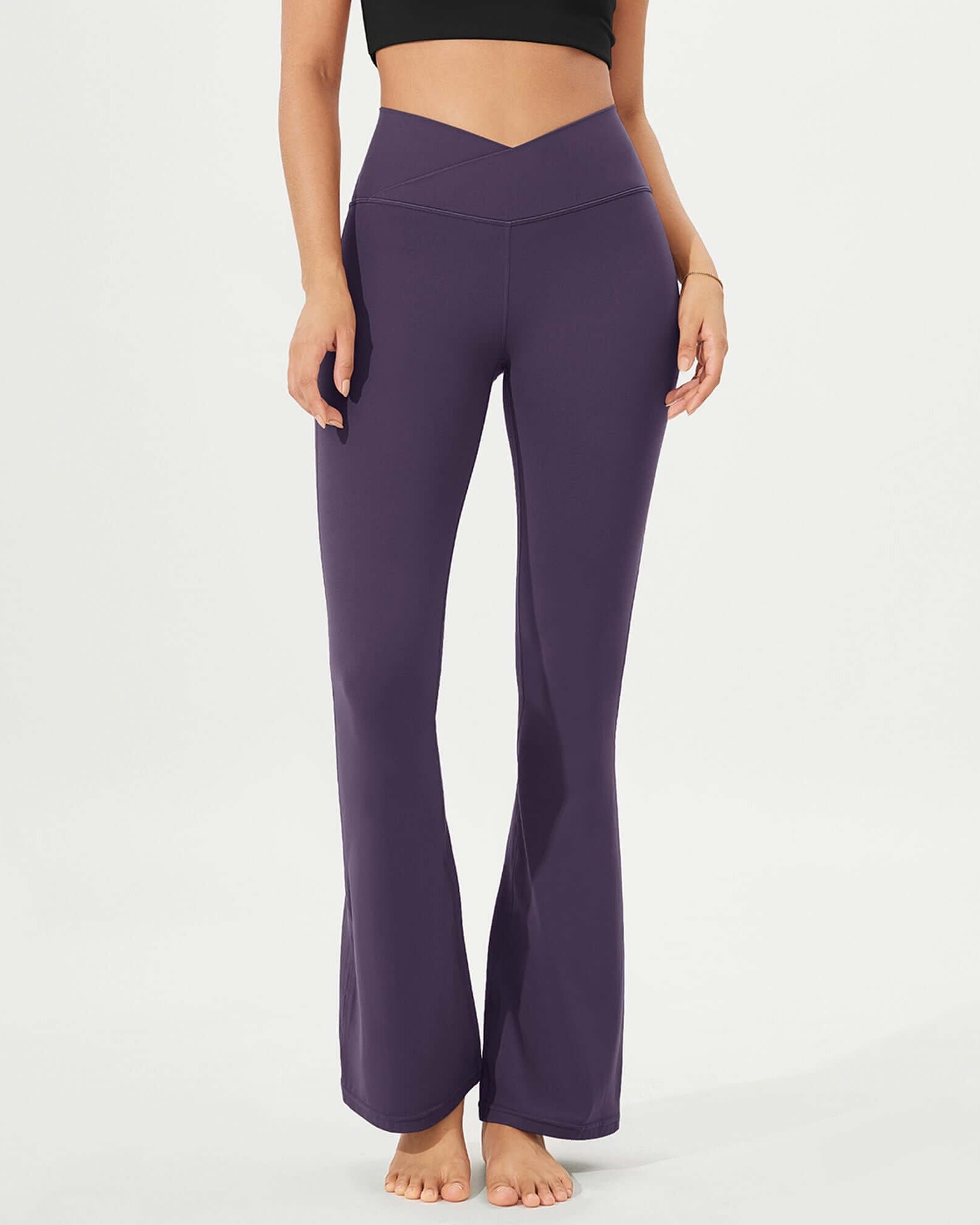 32 Cloud Feeling High Waist Bootcut Lounge Yoga Pants with Back Dark Purple - ododos