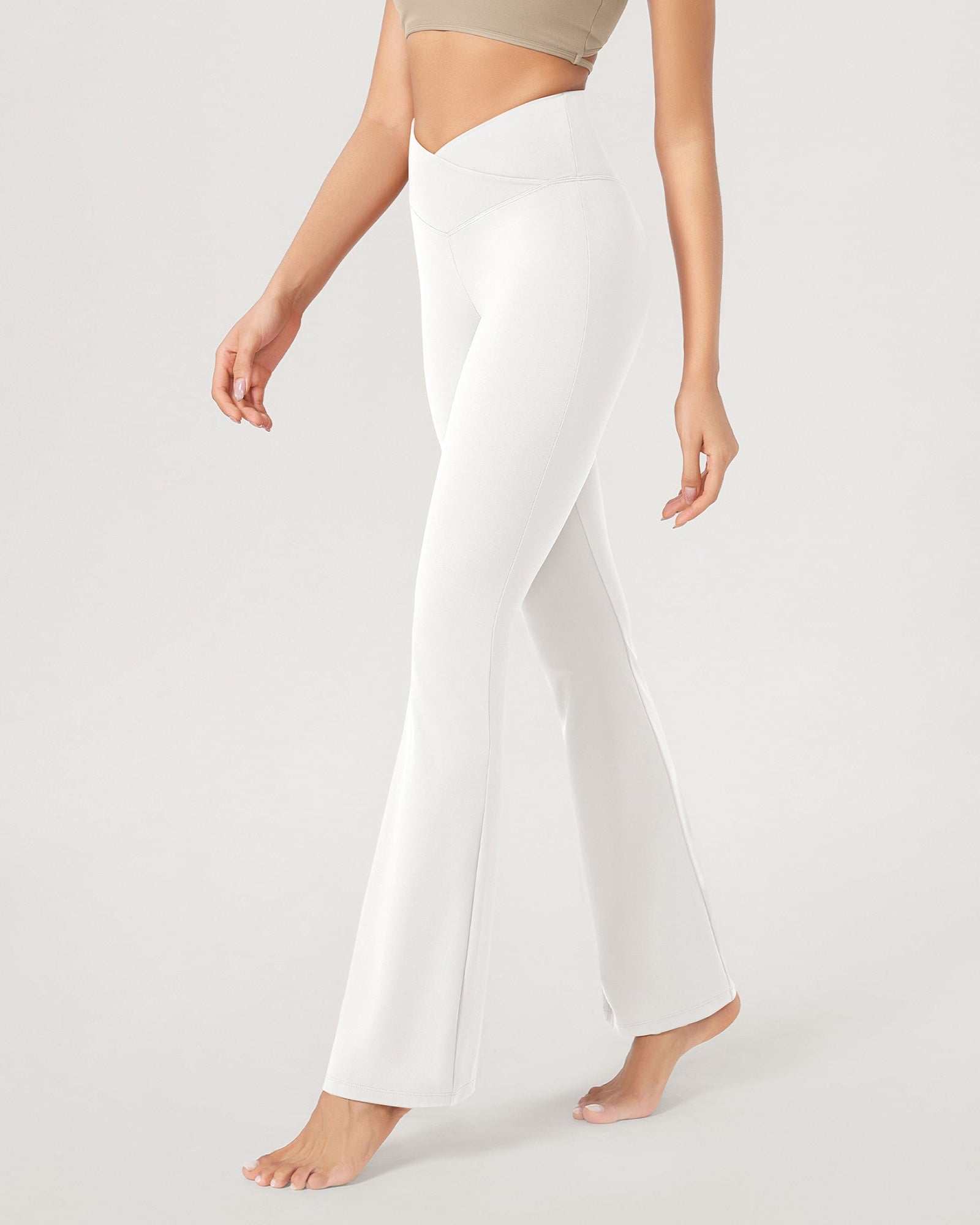 31??Cross Waist Workout Yoga Flare Pants - ododos