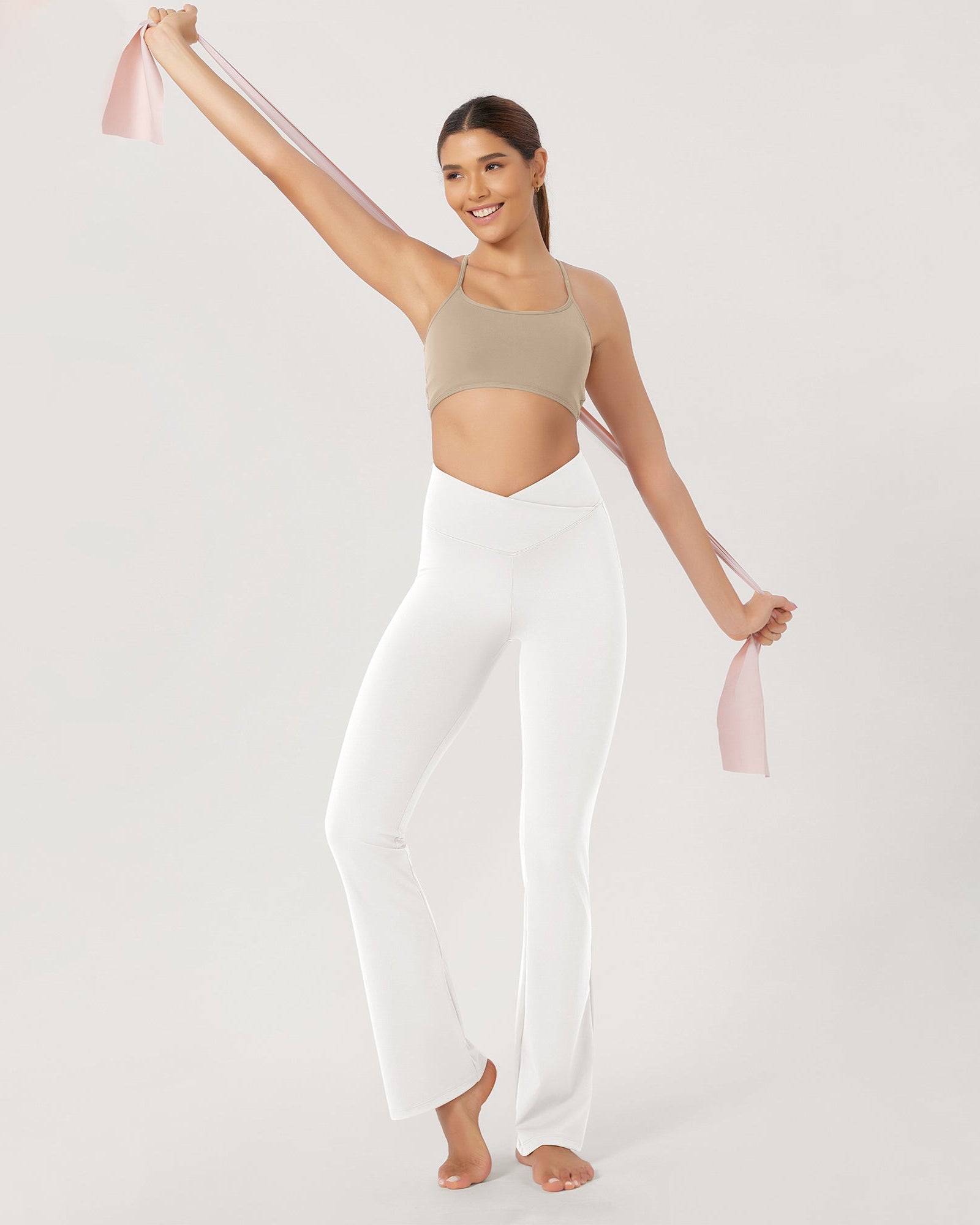 31??Cross Waist Workout Yoga Flare Pants - ododos