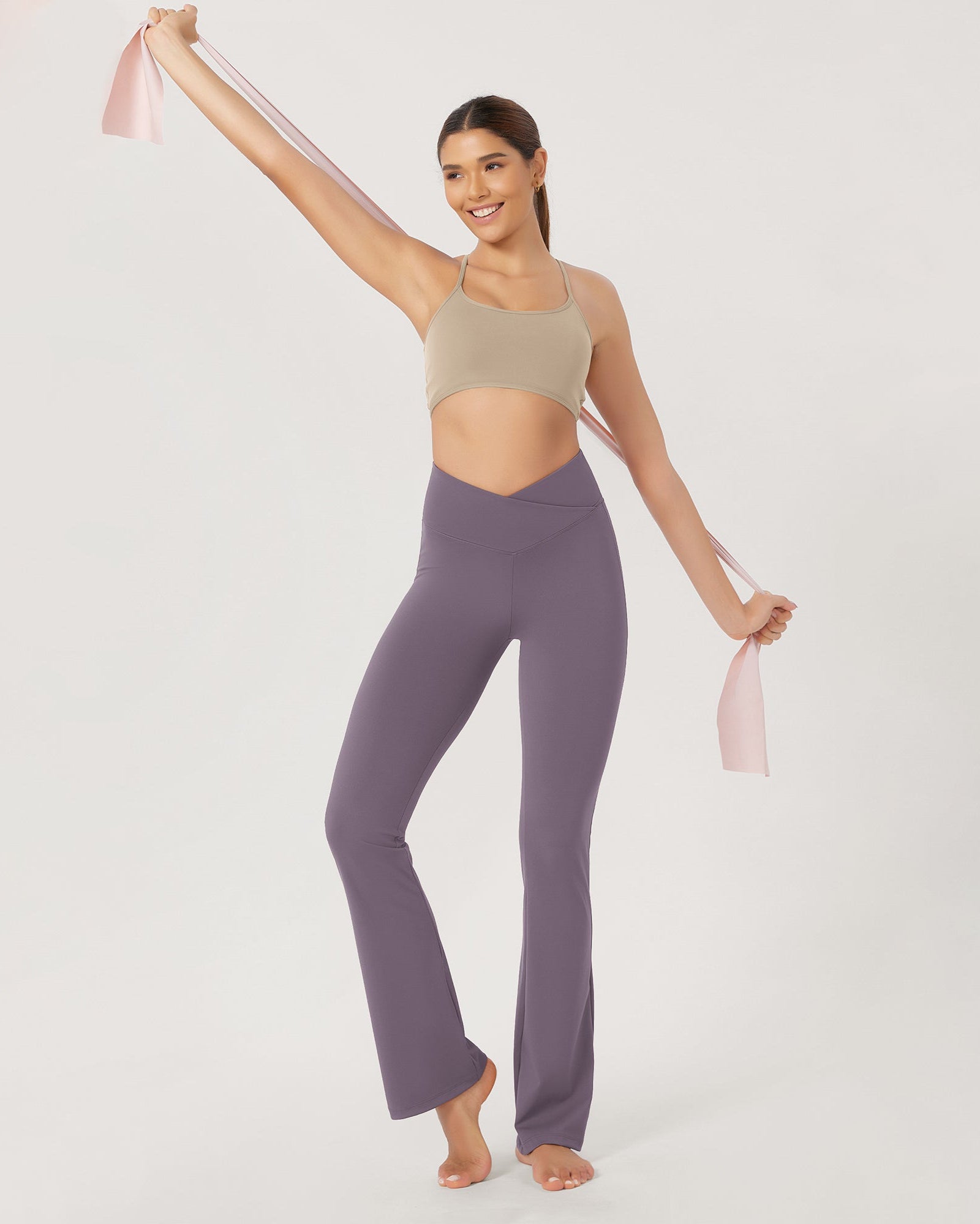 31??Cross Waist Workout Yoga Flare Pants - ododos