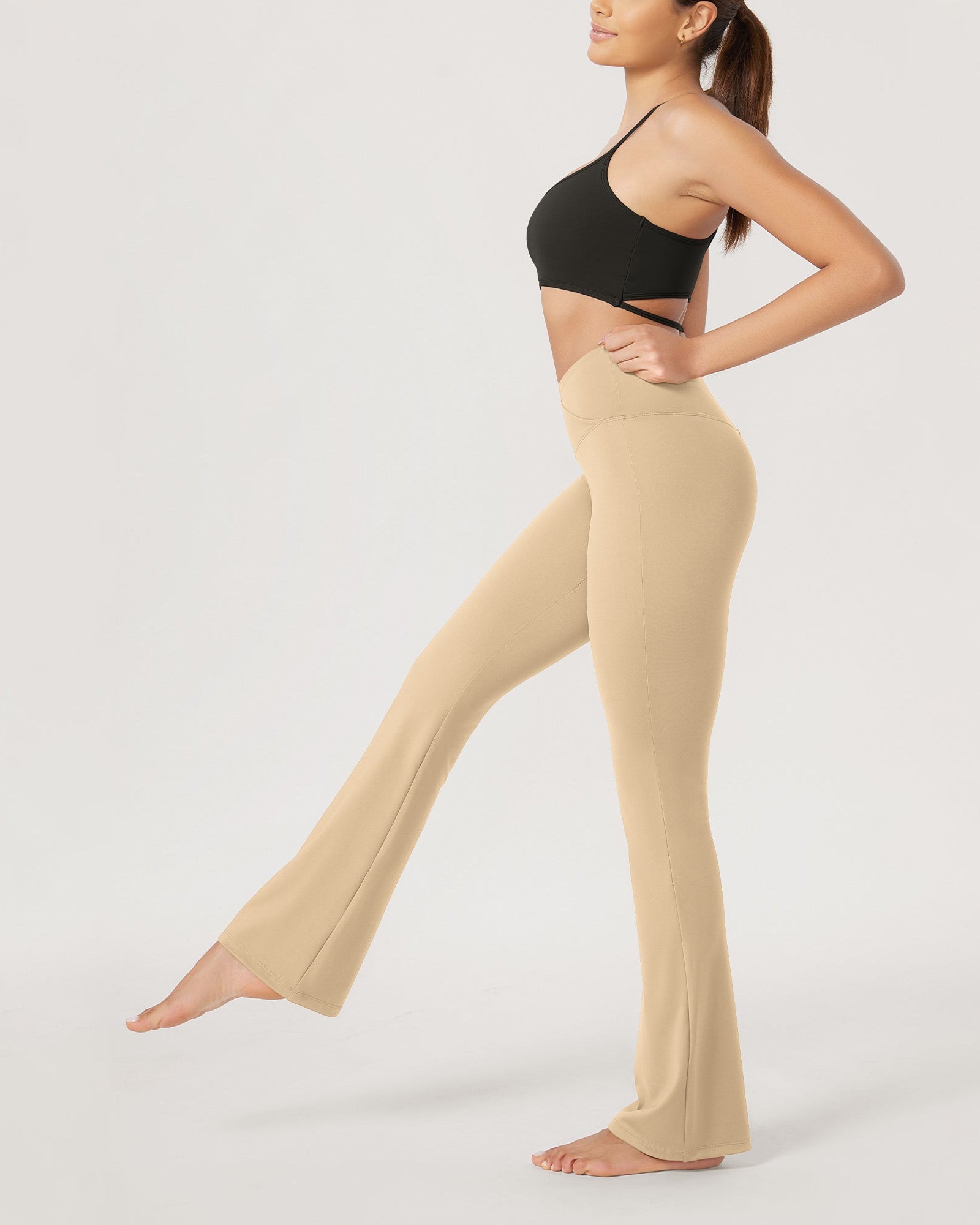 29??Cross Waist Sports Flare Yoga Pants - ododos
